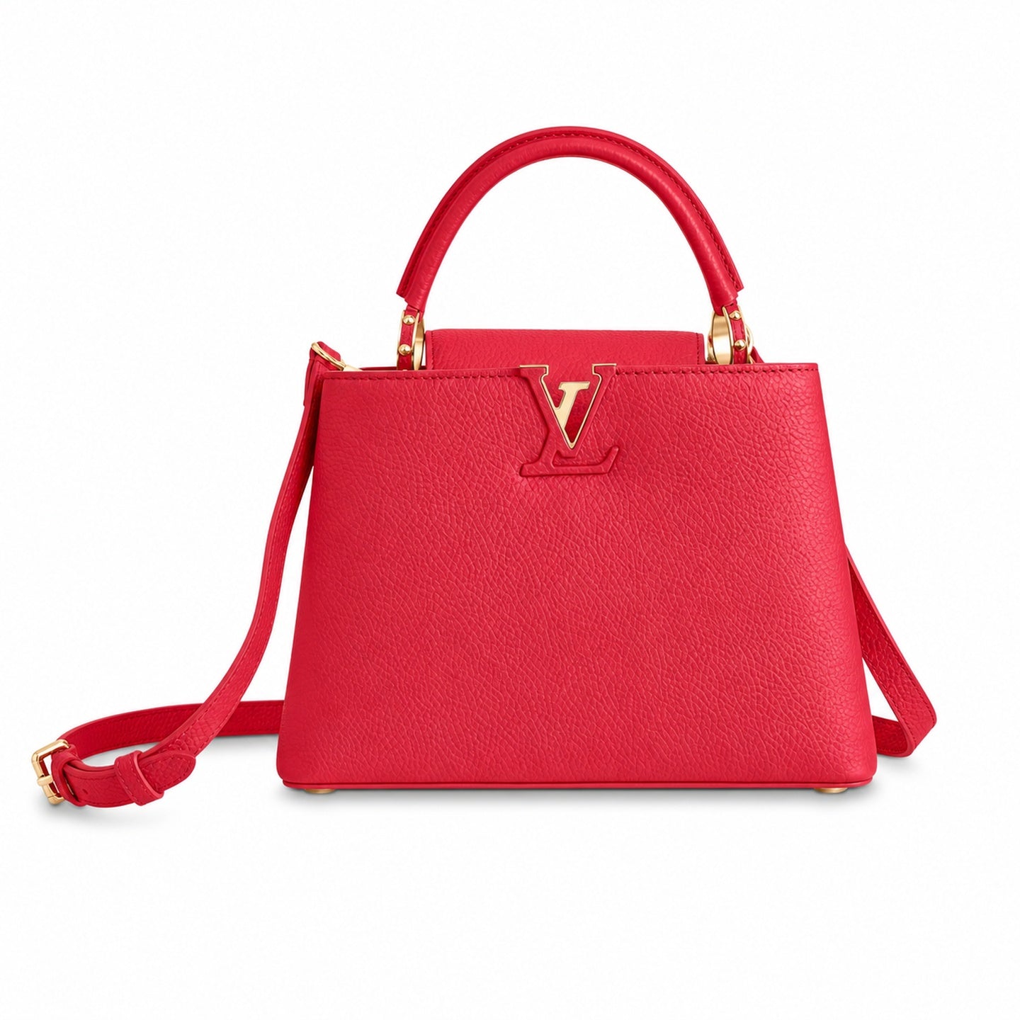 Louis Vuitton Capucines Small Leather Red Gold Handbag