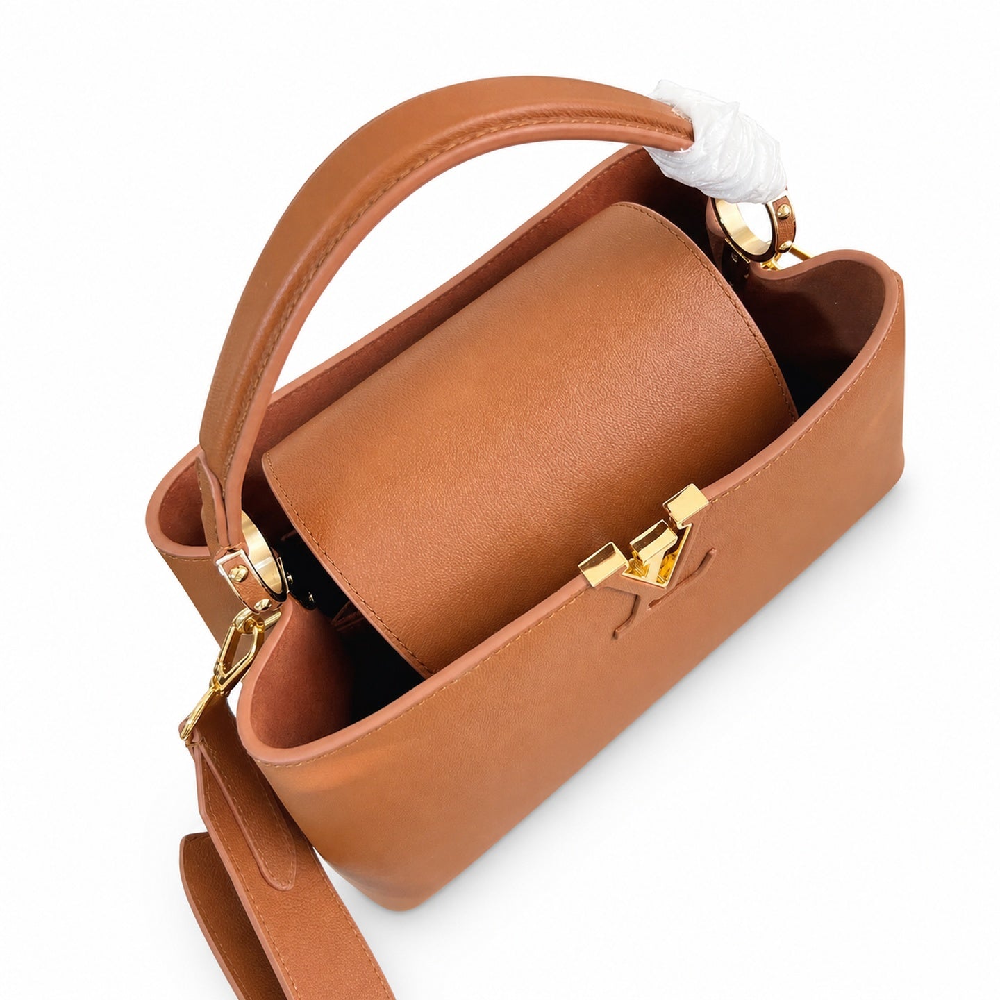 Louis Vuitton Capucines Small Suede Leather Brown Handbag