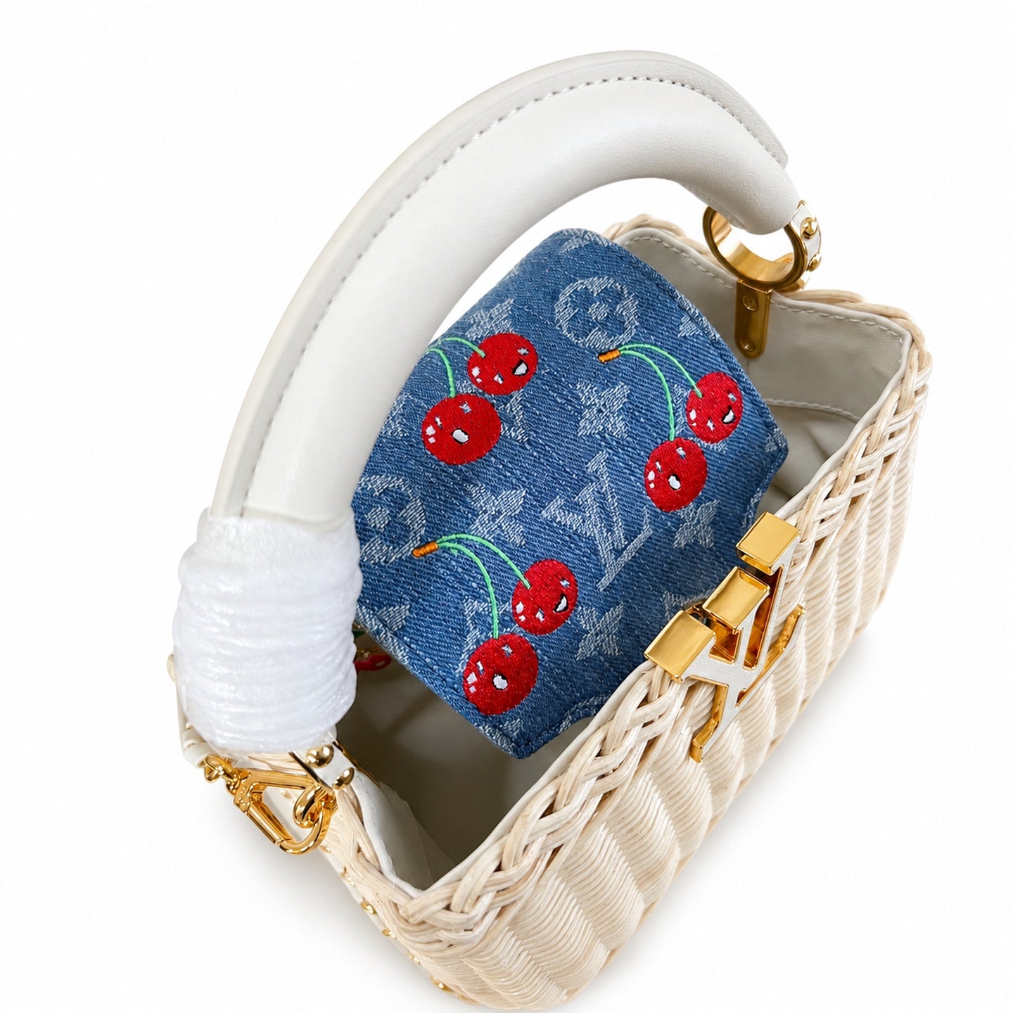 Louis Vuitton Capucines Takashi Murakami Mini White Handbag