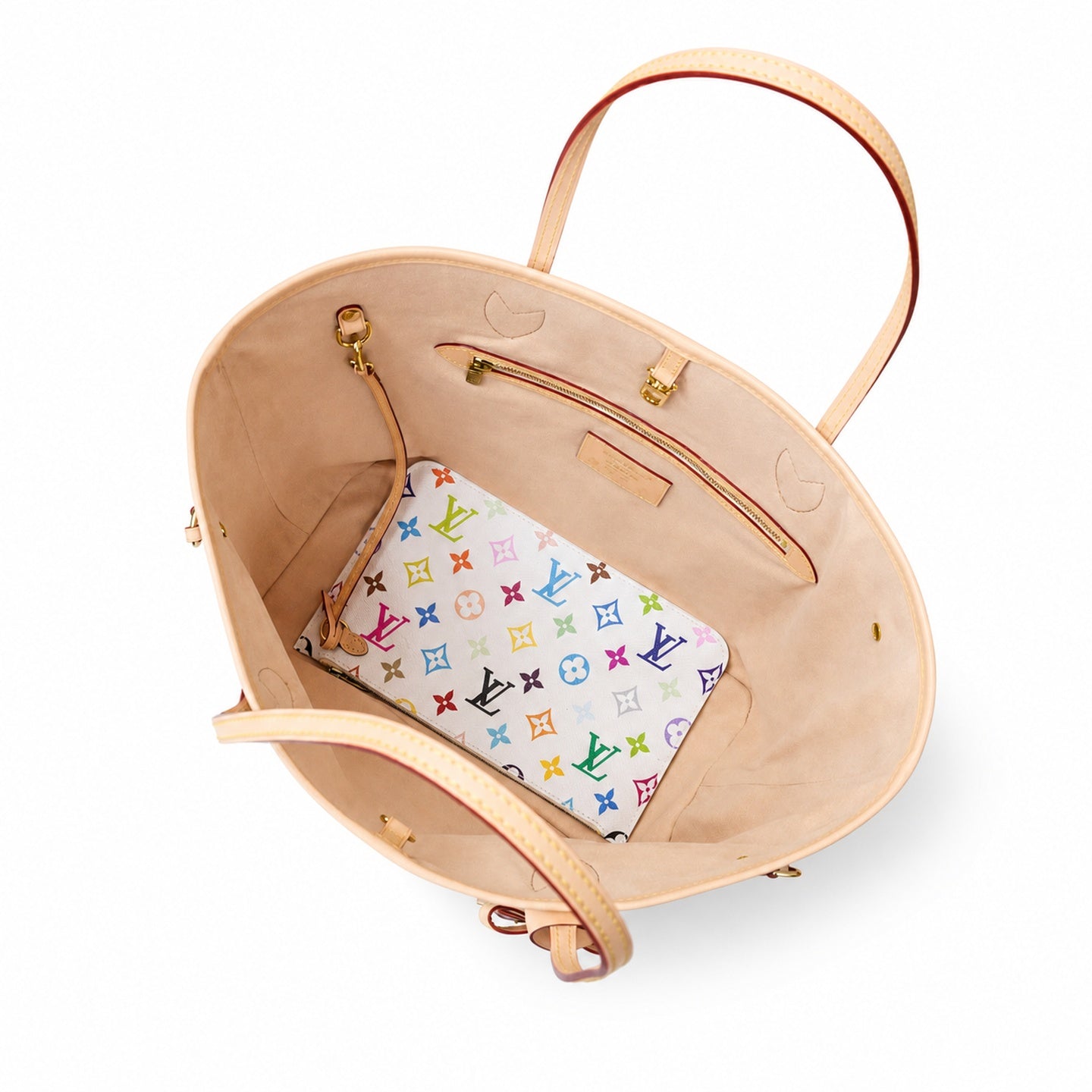 Louis Vuitton Neverfull Medium Canvas Leather White Handbag