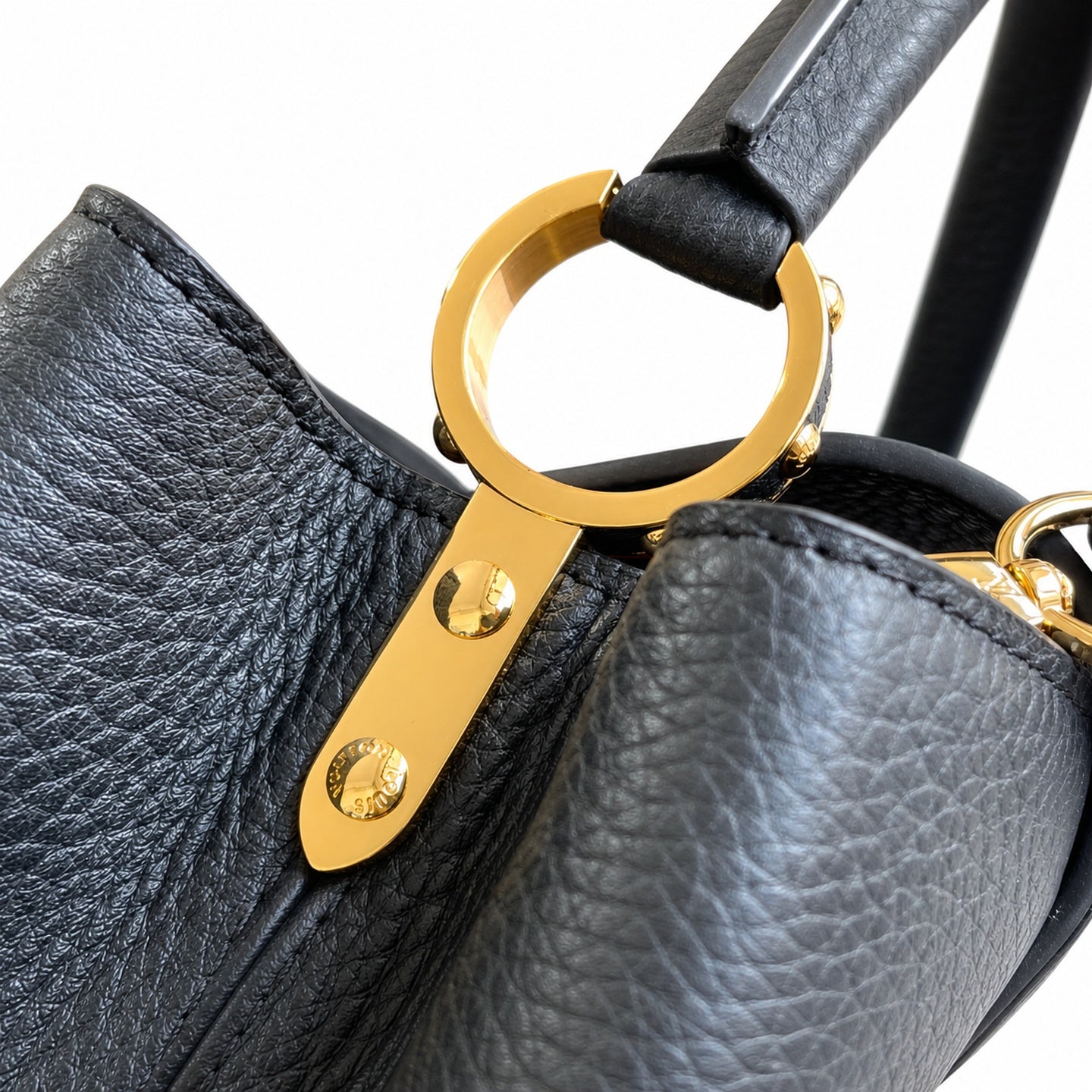 Louis Vuitton Capucines Medium Snakeskin Leather Black Gold Handbag