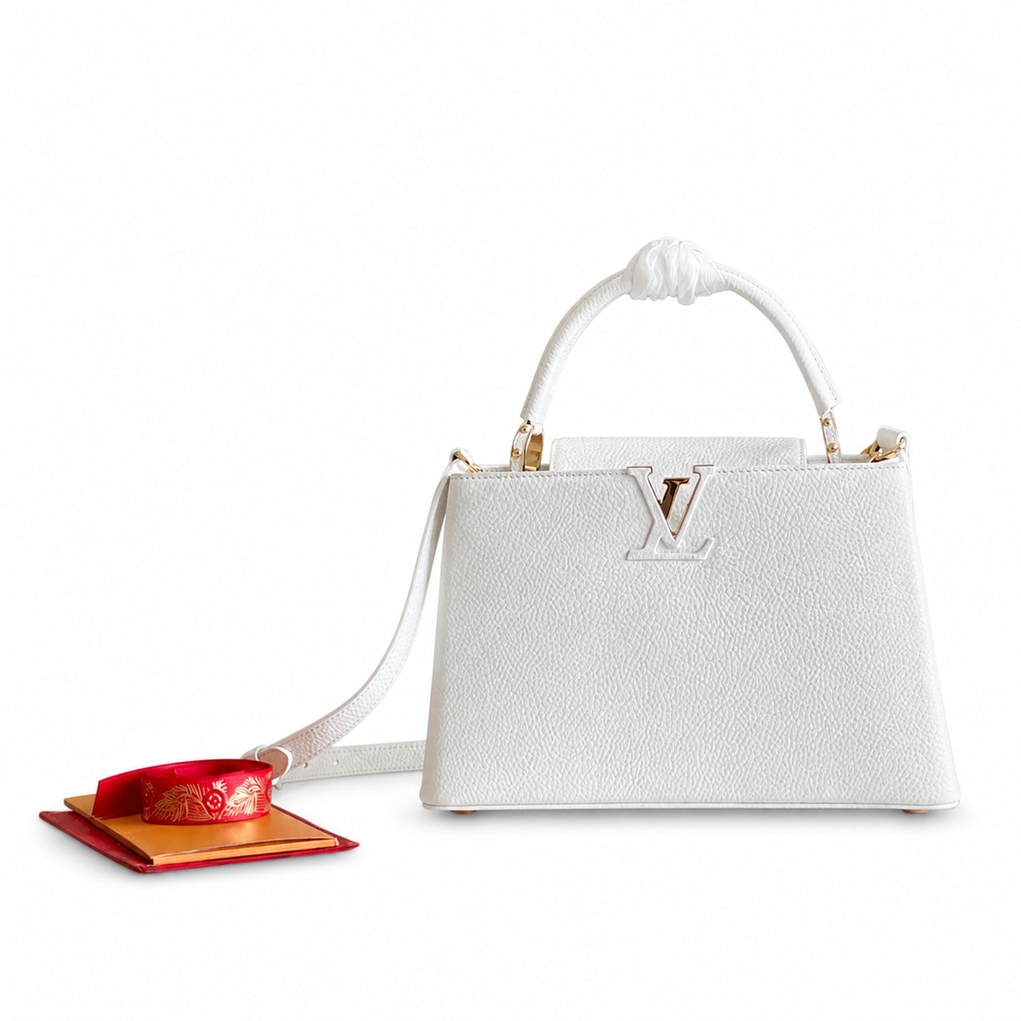 Louis Vuitton Capucines Medium Snakeskin Leather White Gold Handbag