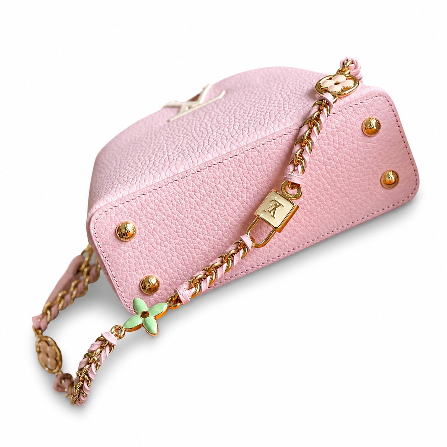 Louis Vuitton Capucines Mini Leather White Pink Gold Handbag