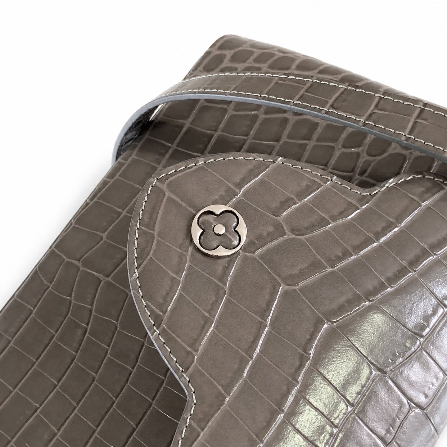 Louis Vuitton Capucines Medium Croc-Embossed Leather Gray Silver Handbag