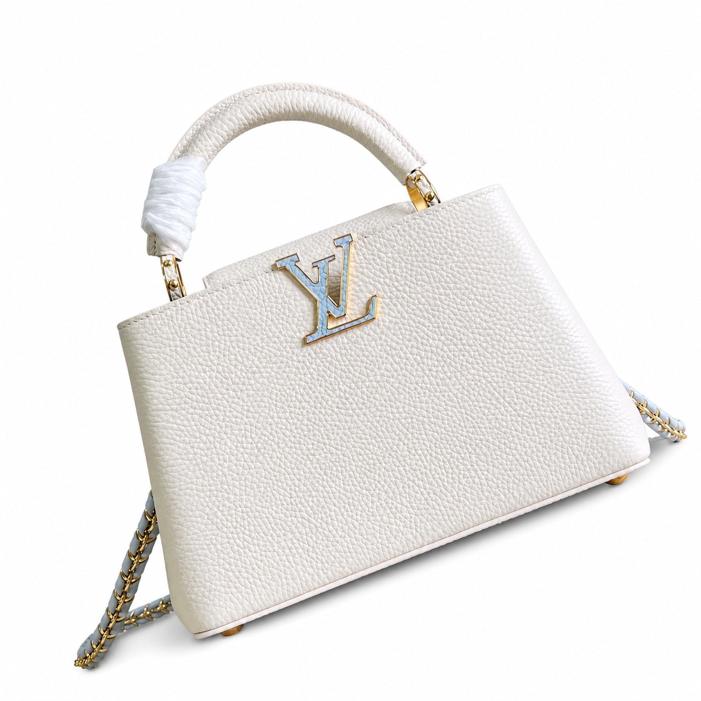 Louis Vuitton Capucines Small Leather White Blue Handbag