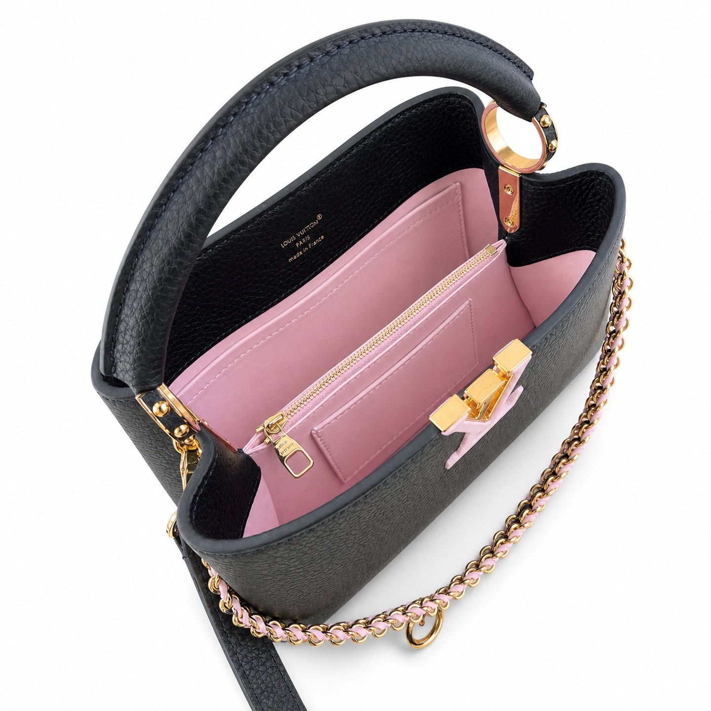Louis Vuitton Capucines Small Knit Leather Black Handbag