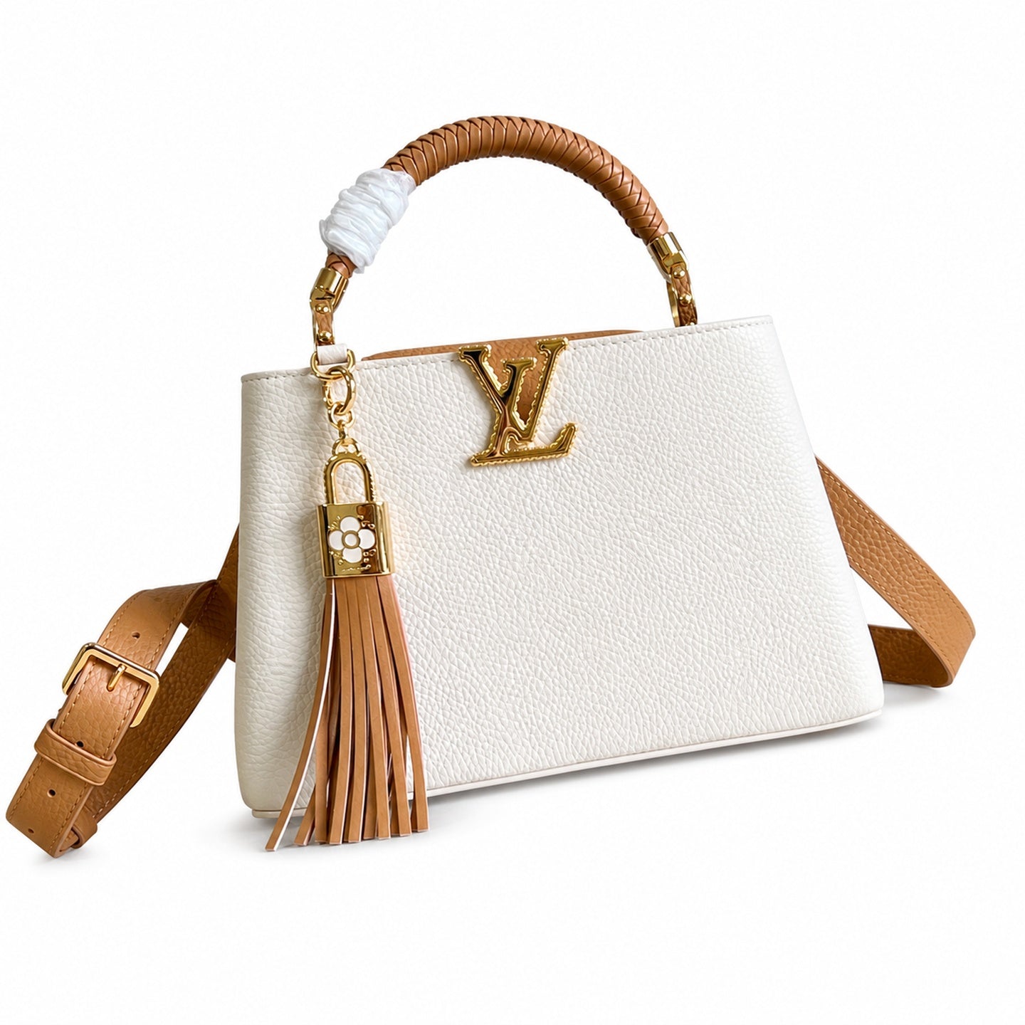 Louis Vuitton Capucines Small Leather White Brown Handbag