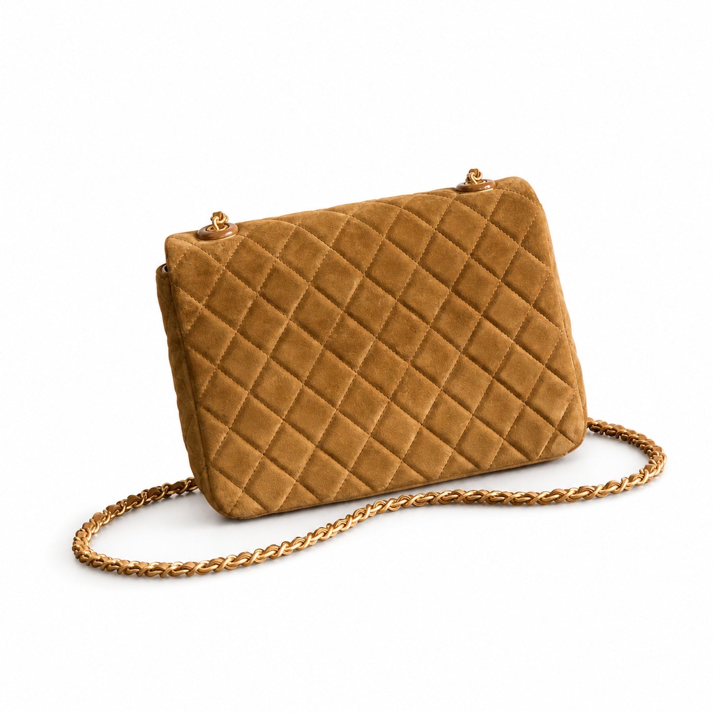 Chanel Suede Patent Leather Brown Handbag