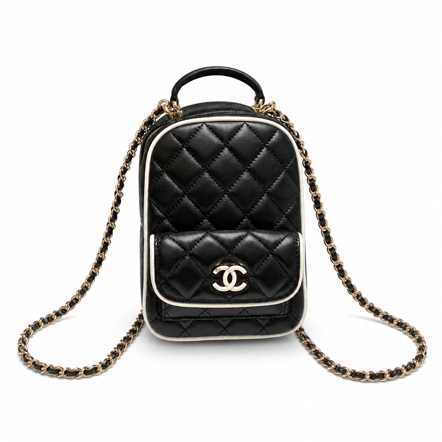 Chanel Mini Leather Black White Bag