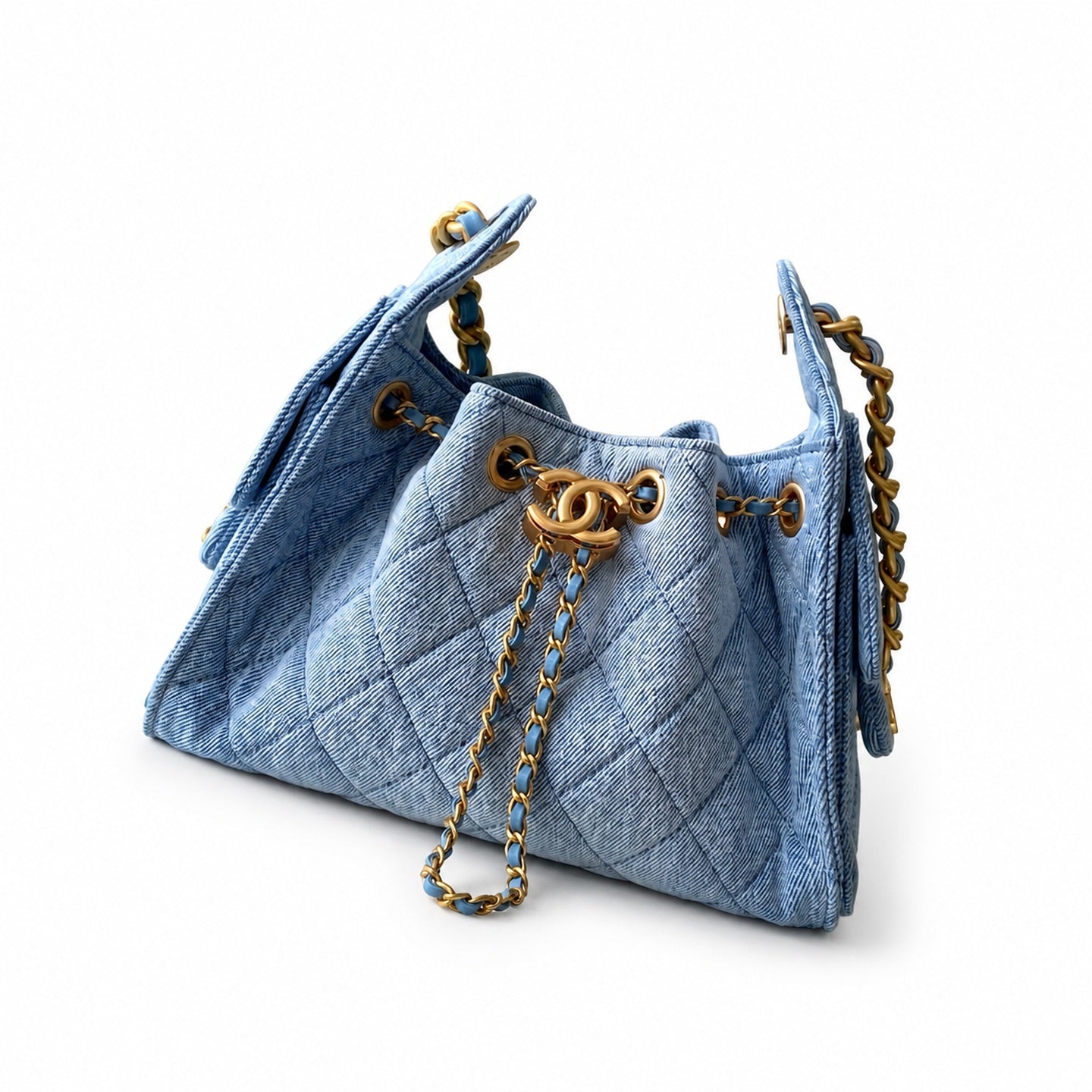 Chanel Mini Denim Leather Gold Bag