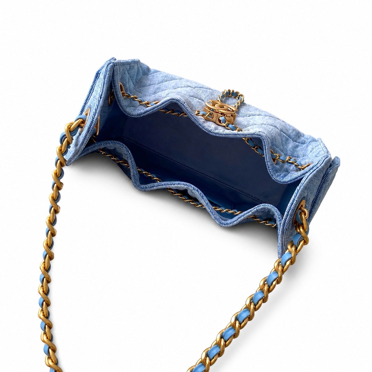 Chanel Mini Denim Leather Gold Bag
