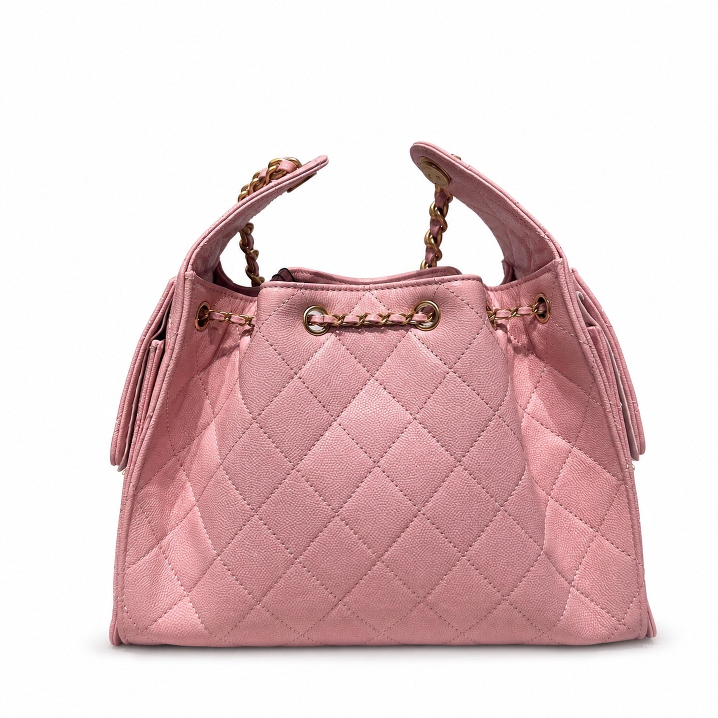 Chanel Small Leather Black Pink Gold Bag