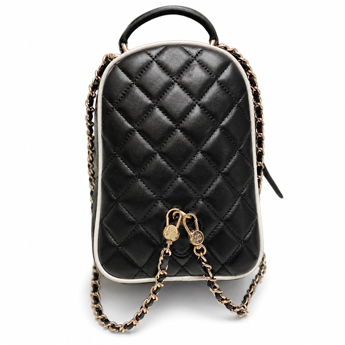 Chanel Mini Leather Black White Bag