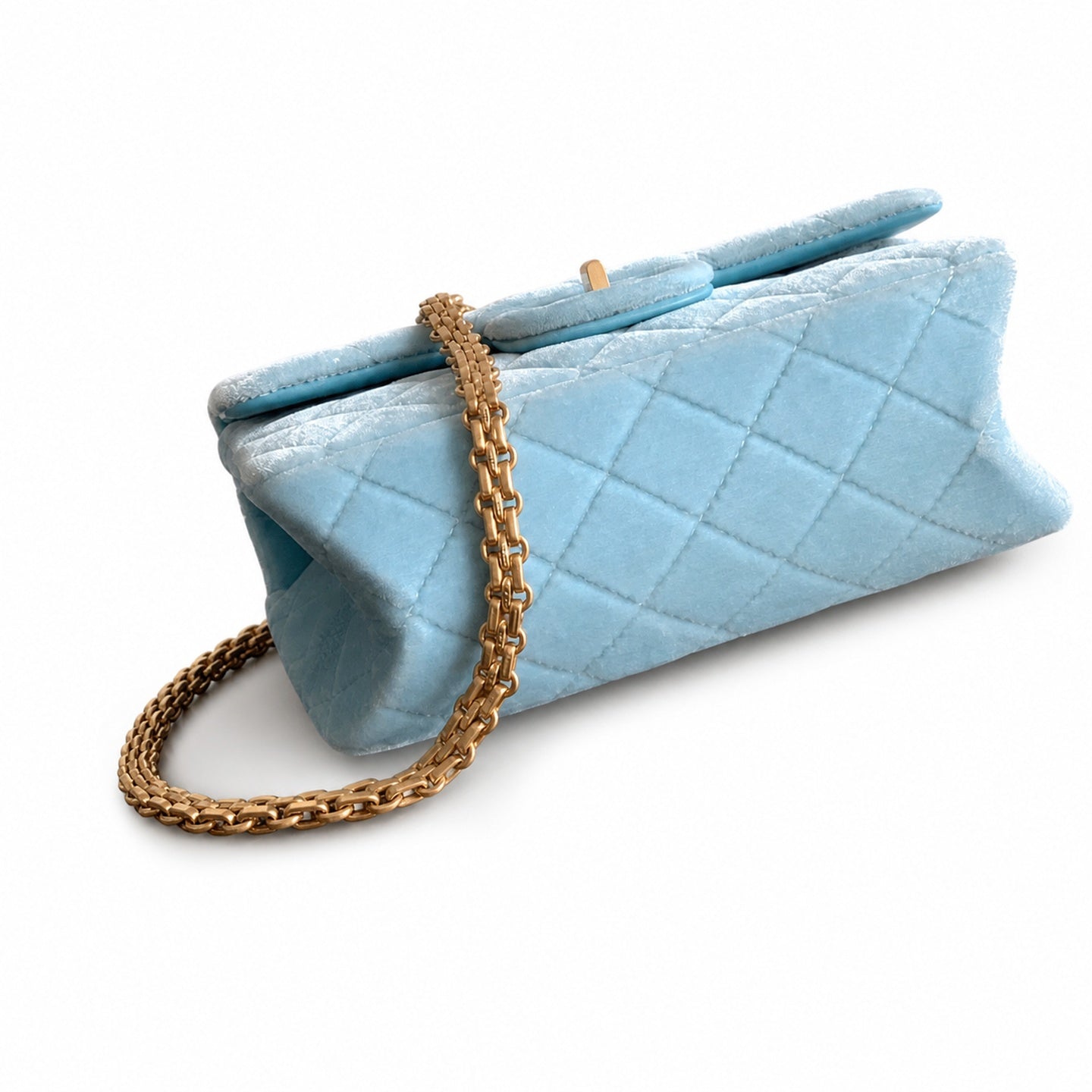 Chanel Mini Silk Velvet Tweed Leather Black Blue Gold Charm