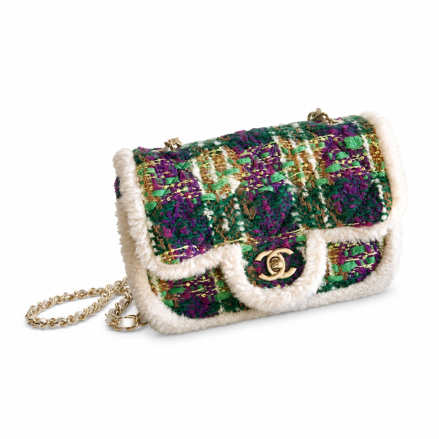 Chanel Mini Wool Tweed Green Purple Jacket