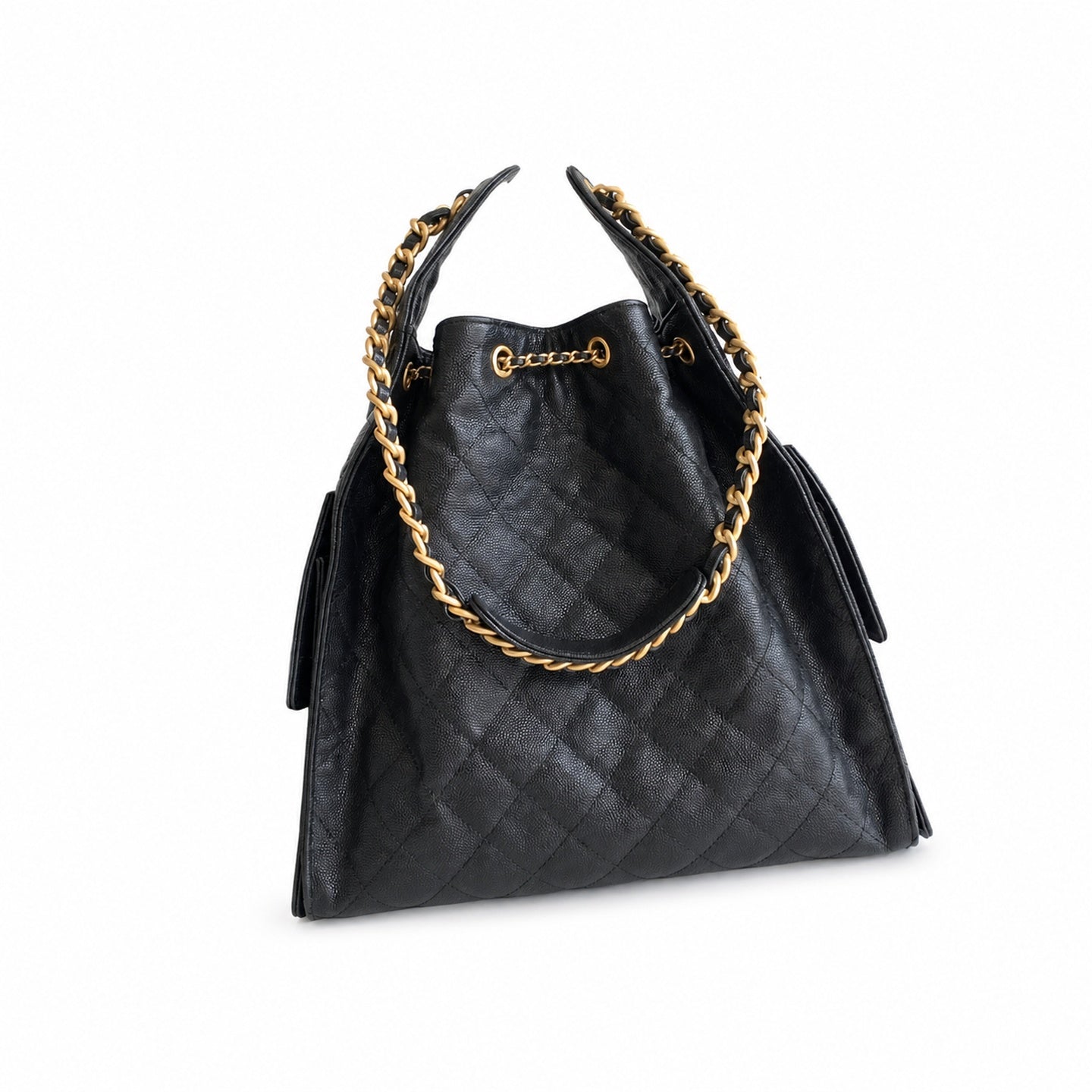 Chanel 25 Large Leather Black Gold Bag