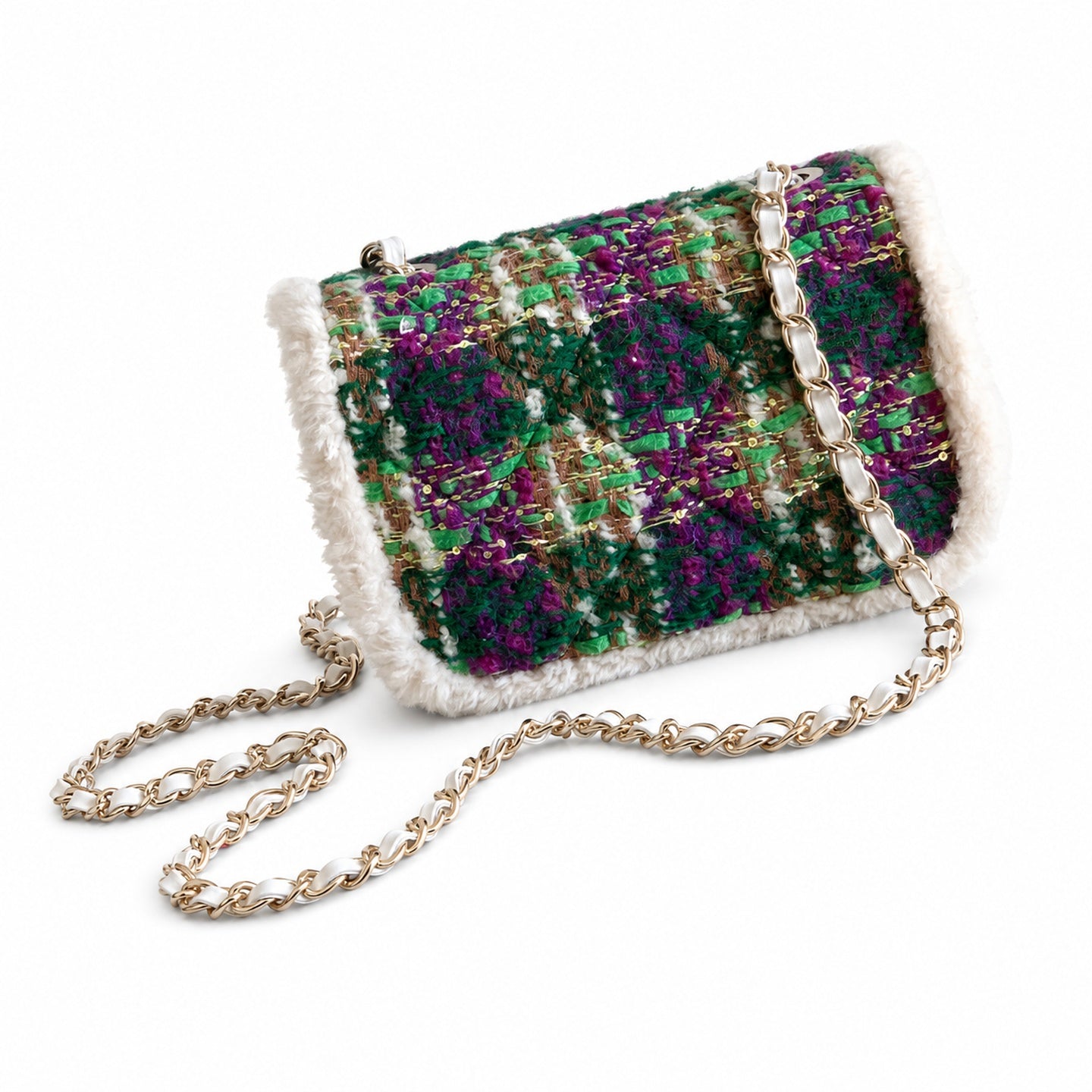 Chanel Mini Wool Tweed Green Purple Jacket
