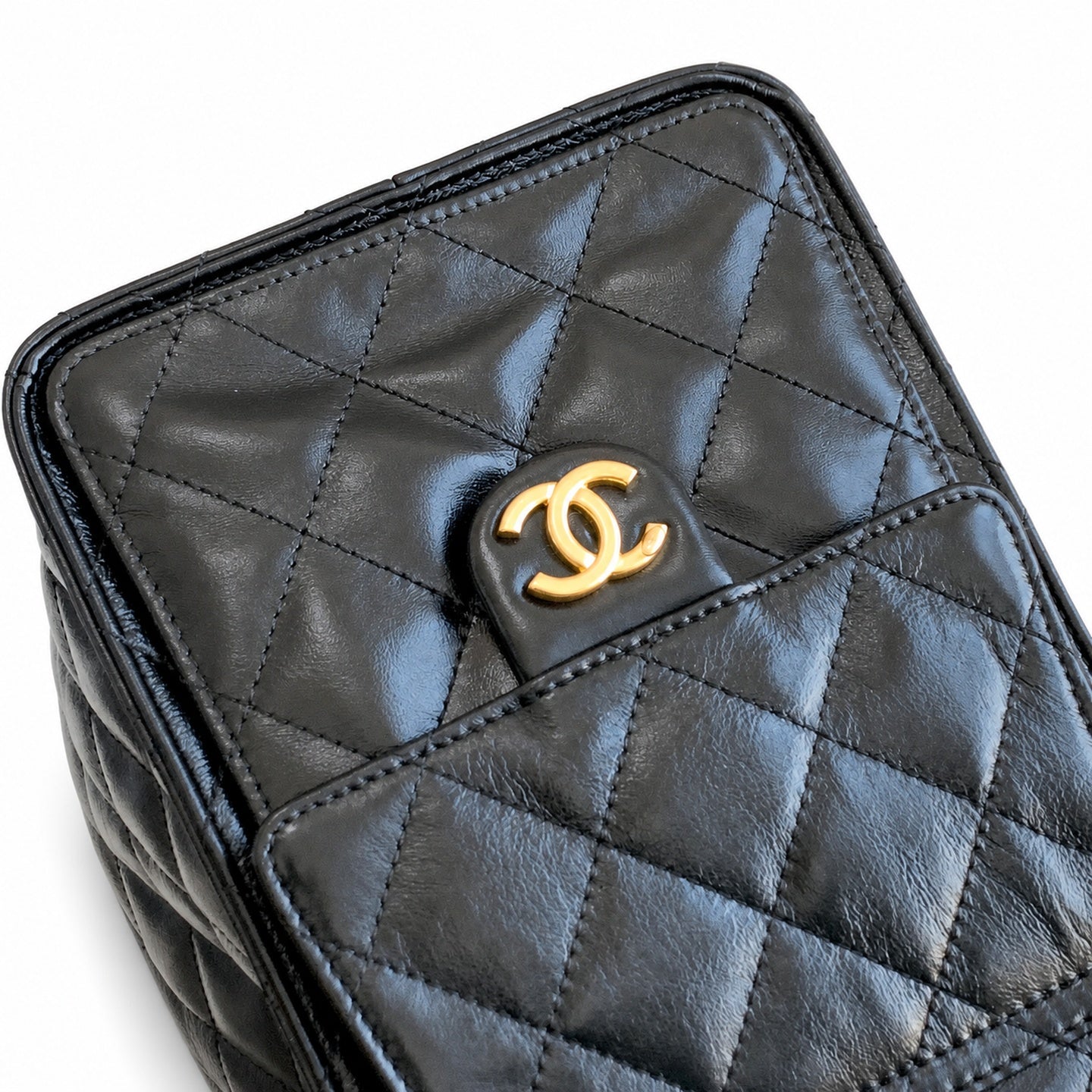 Chanel Large Leather Black Gold Bag