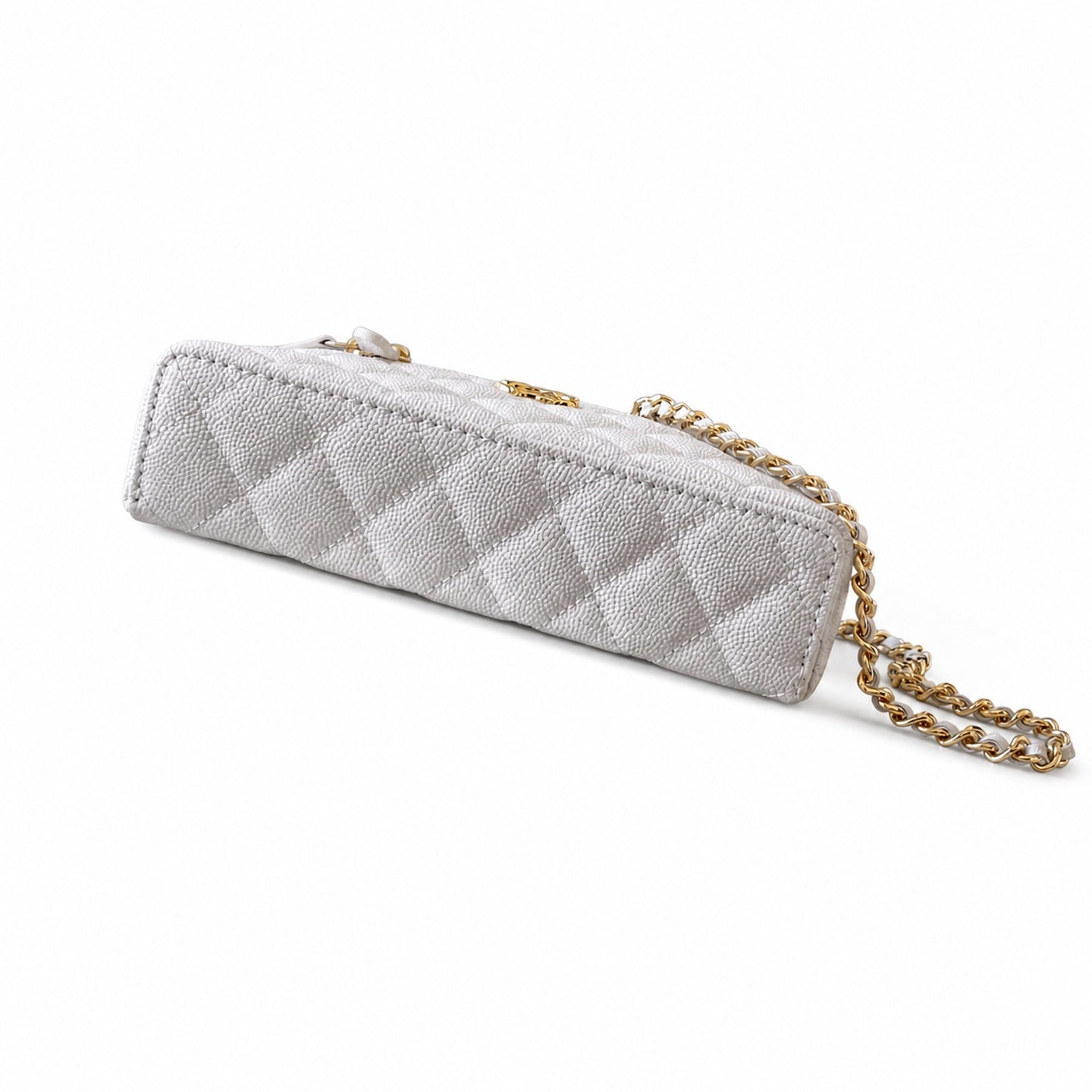 Chanel Small Leather White Gold Bag