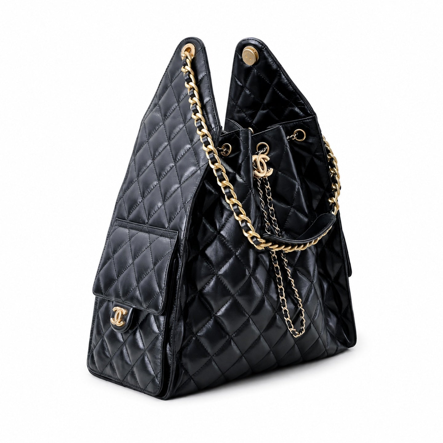 Chanel Small Denim Leather Gold Bag