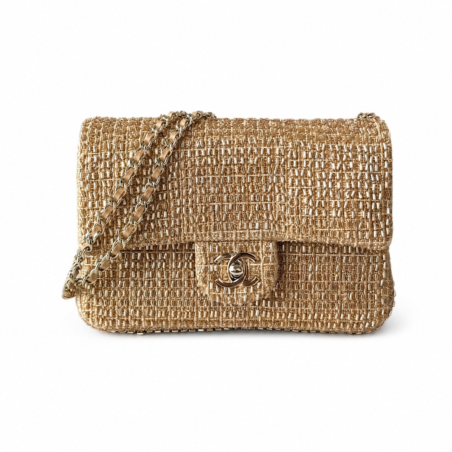 Chanel Mini Beige Gold Clutch