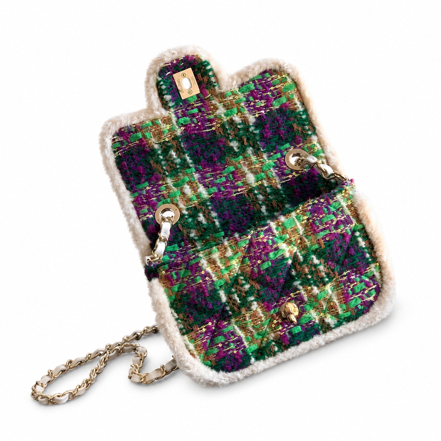 Chanel Mini Wool Tweed Green Purple Jacket