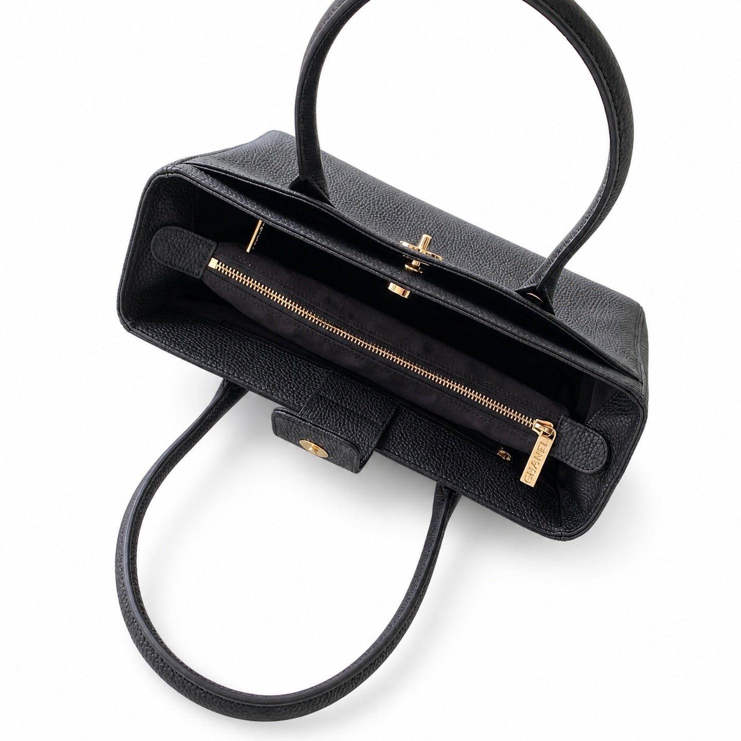 Chanel Small Leather Black Gold Handbag