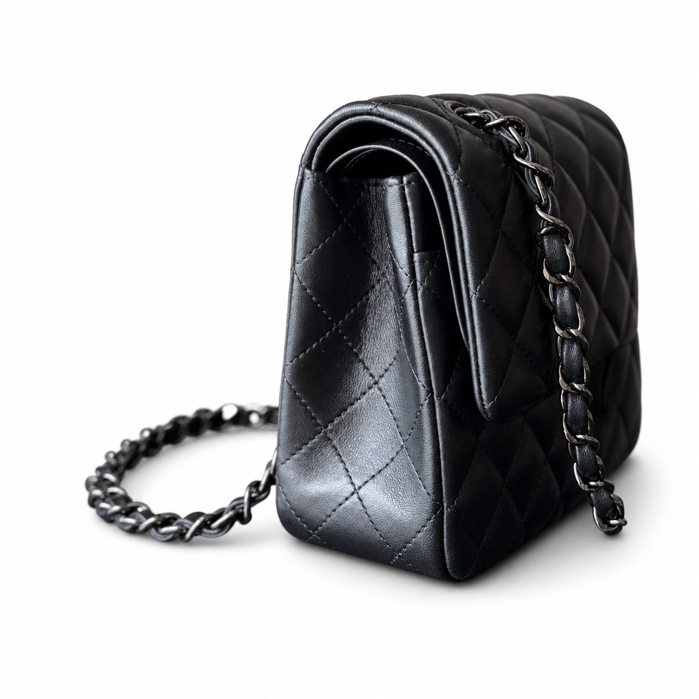 Chanel 2.55 Leather White Gold Charm
