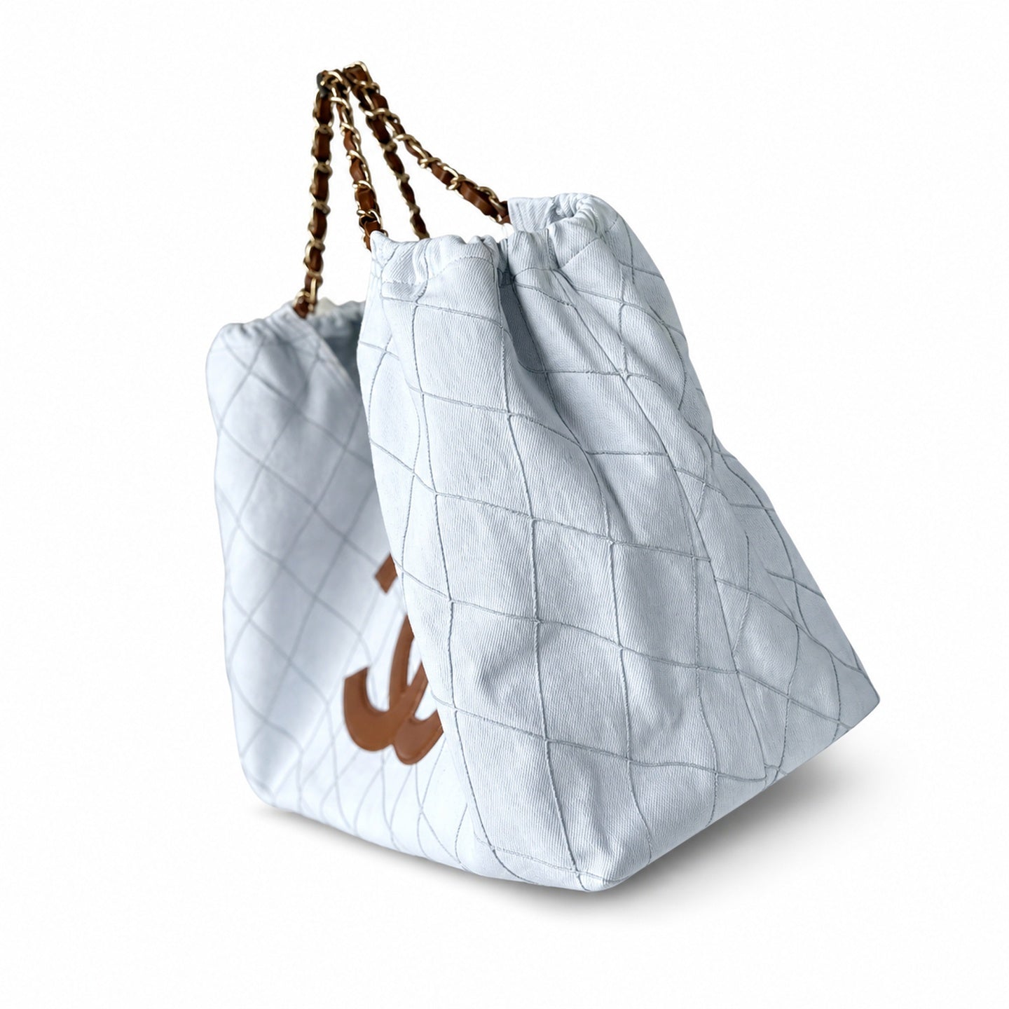 Chanel Large Canvas White Blue Bag