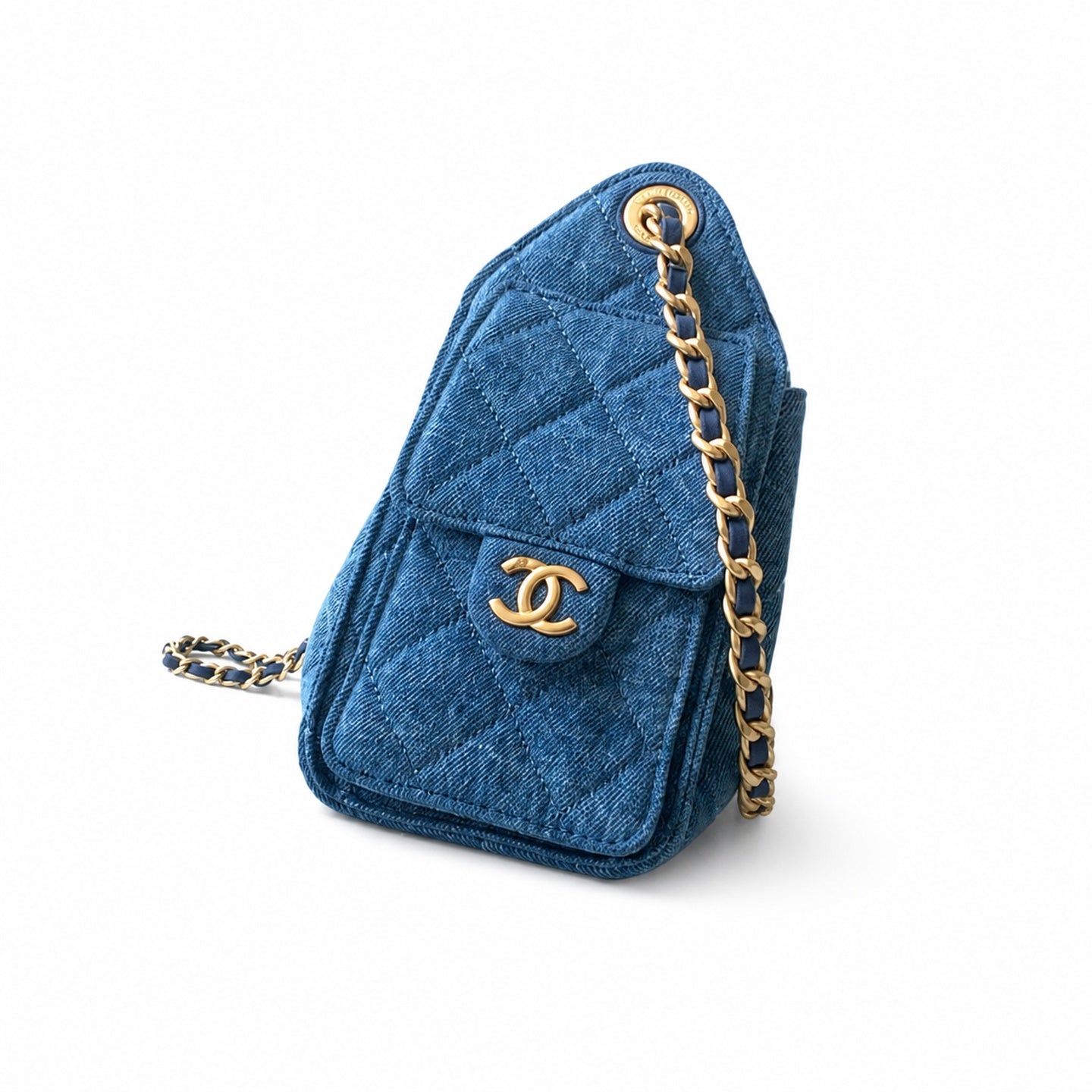 Chanel Mini Denim Leather Blue Gold Bag