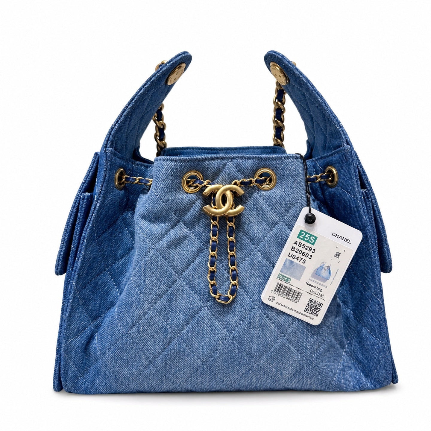 Chanel Small Denim Black Blue Gold Bag