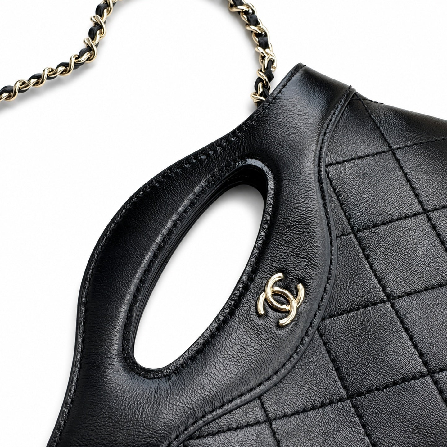 Chanel Mini Leather Gold Shopping Bag