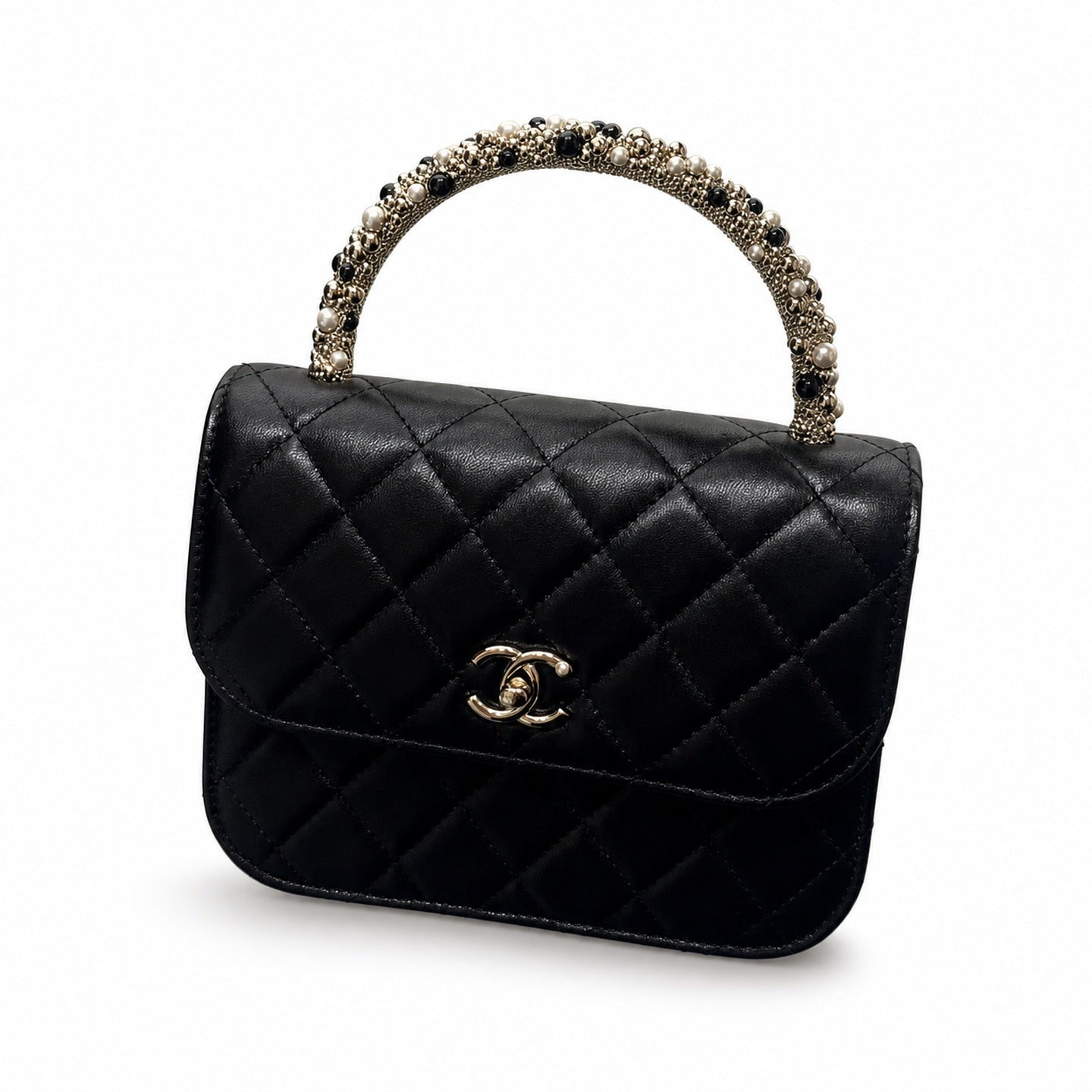Chanel Small Leather Black Silver Bag