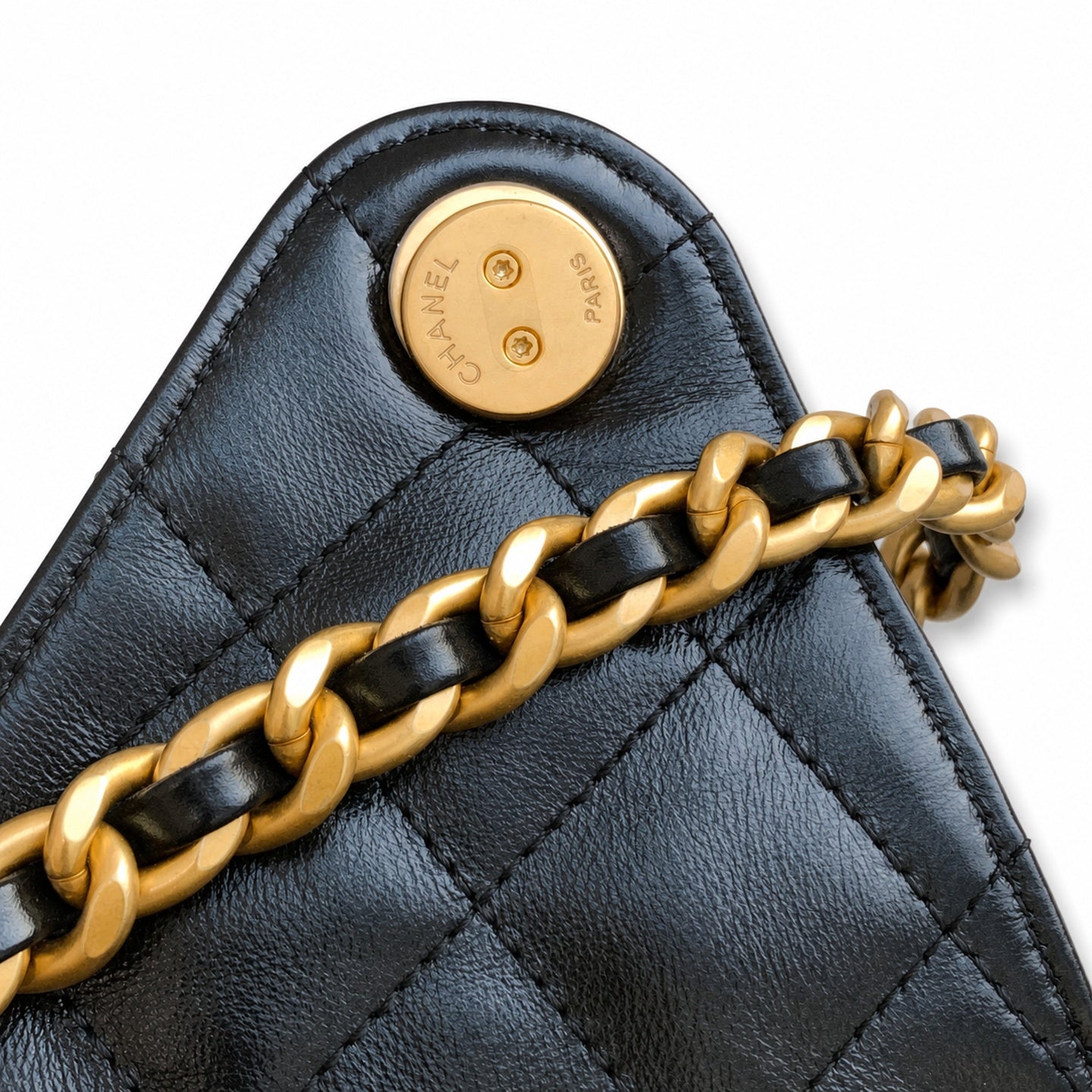 Chanel Large Leather Black Gold Bag