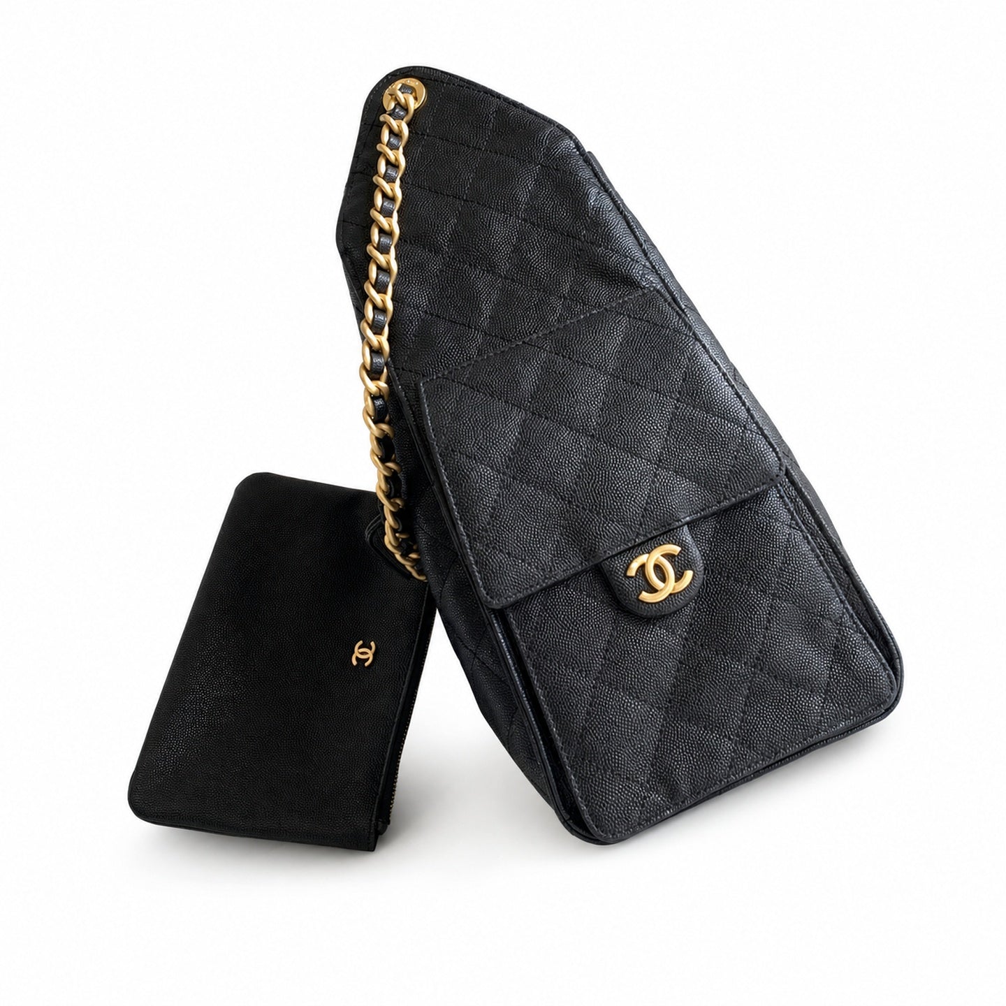 Chanel 25 Large Leather Black Gold Bag