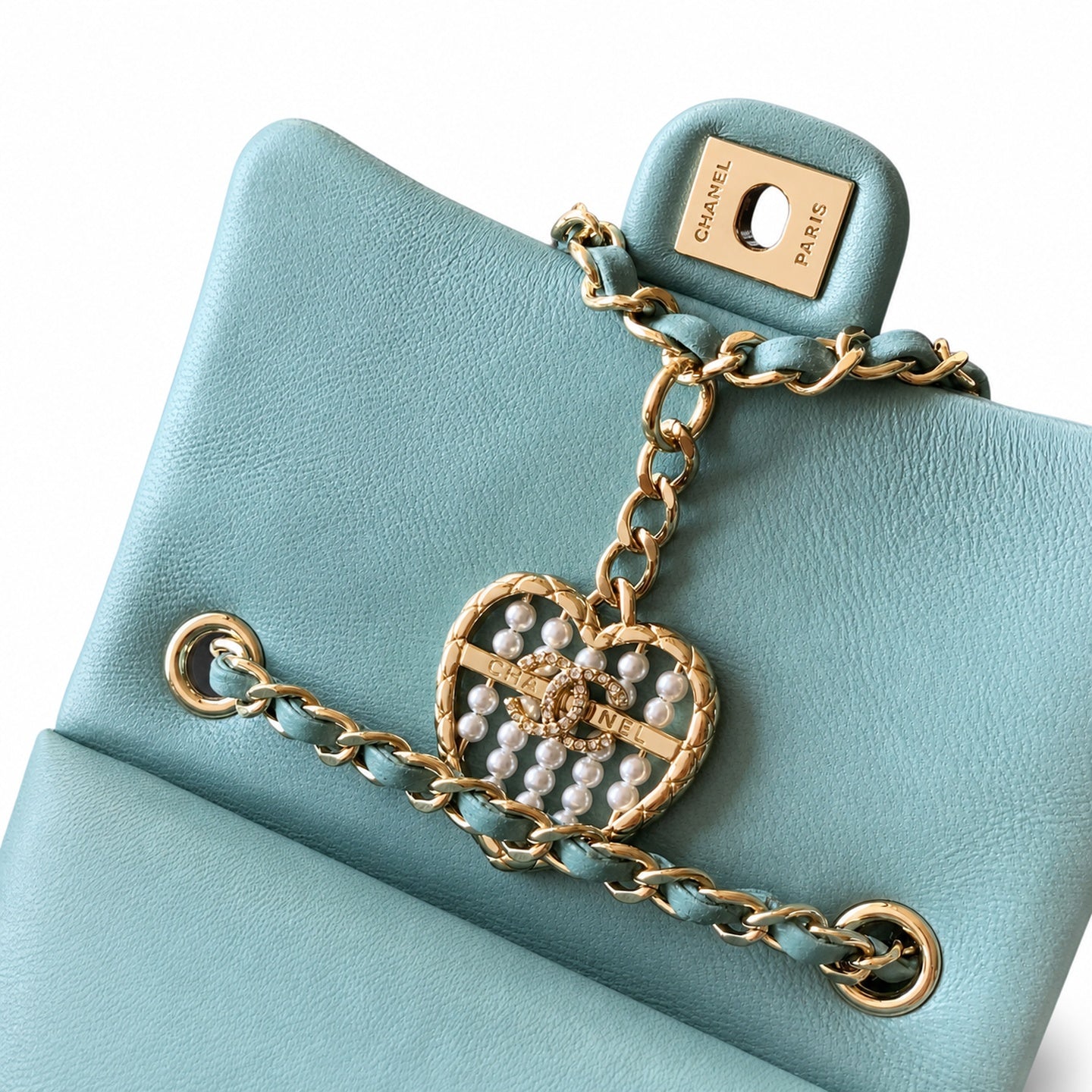 Chanel Mini Leather White Red Blue Pink Gold Charm