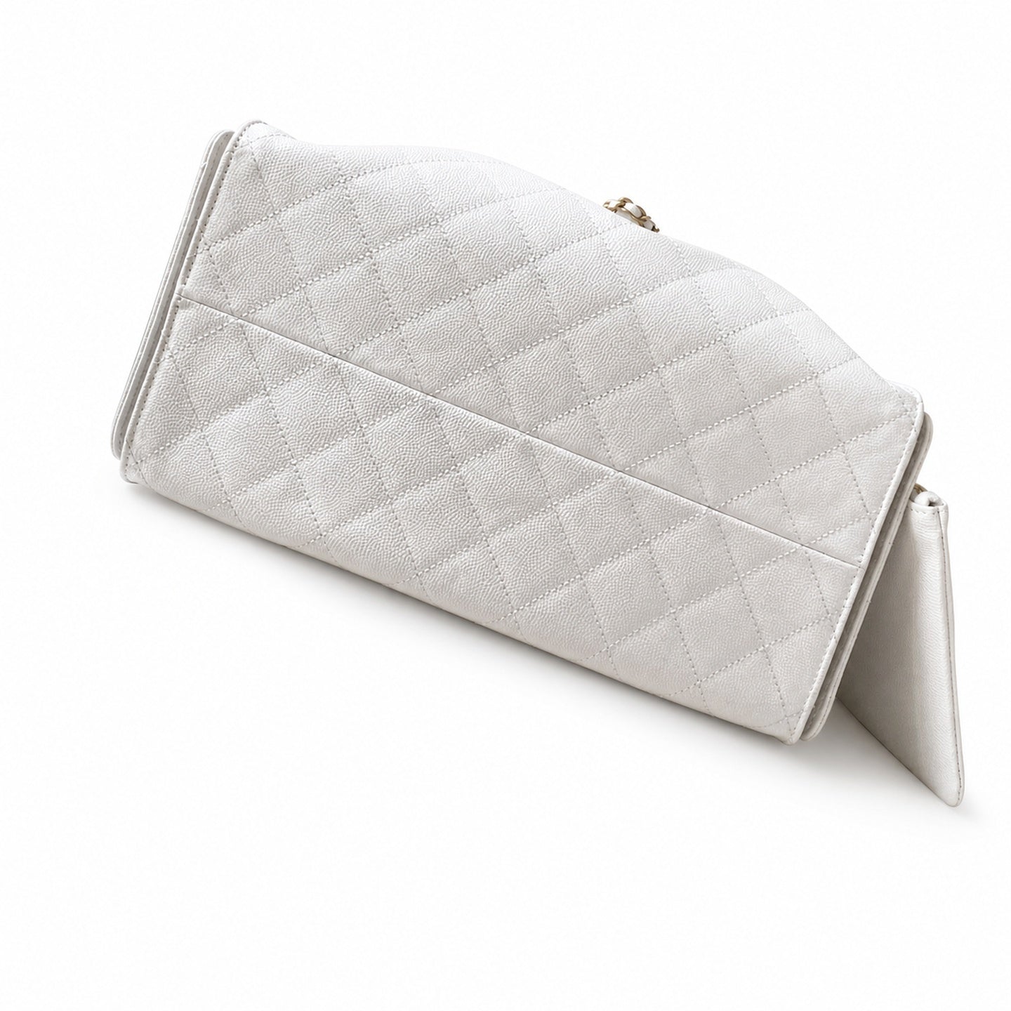 Chanel Medium Leather Black White Gold Bag