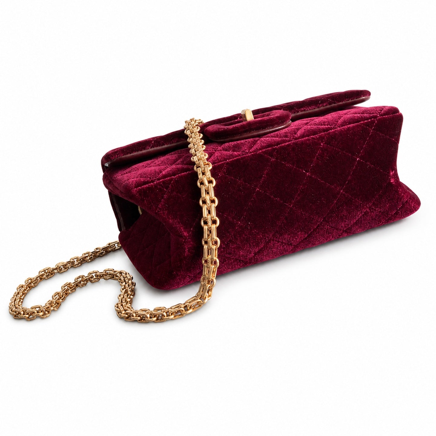 Chanel Mini Silk Velvet Tweed Leather Black Gold Burgundy Charm