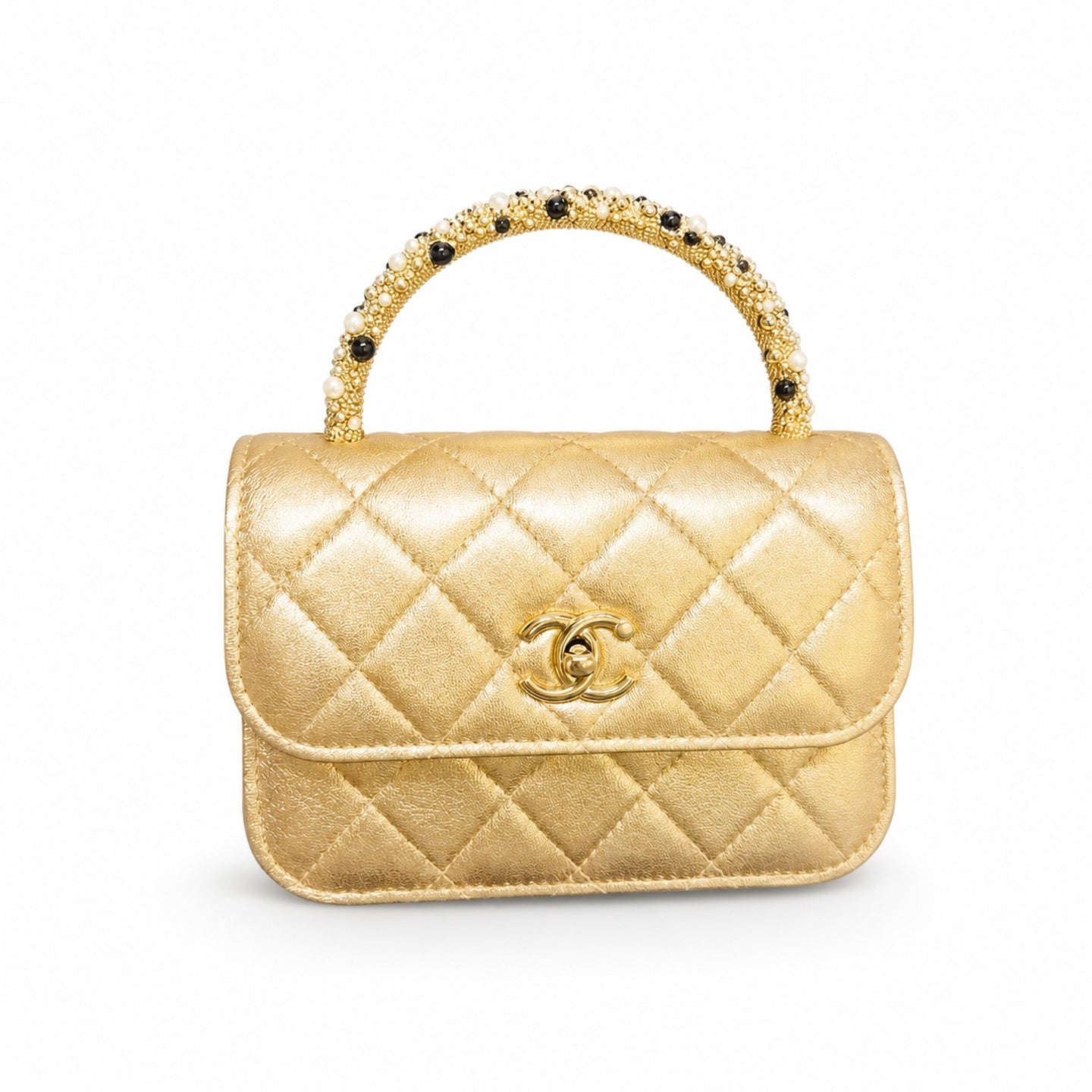 Chanel Mini Leather Black Gold Chain Bag