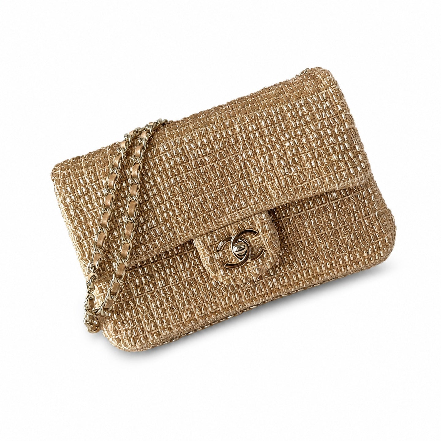 Chanel Mini Beige Gold Clutch