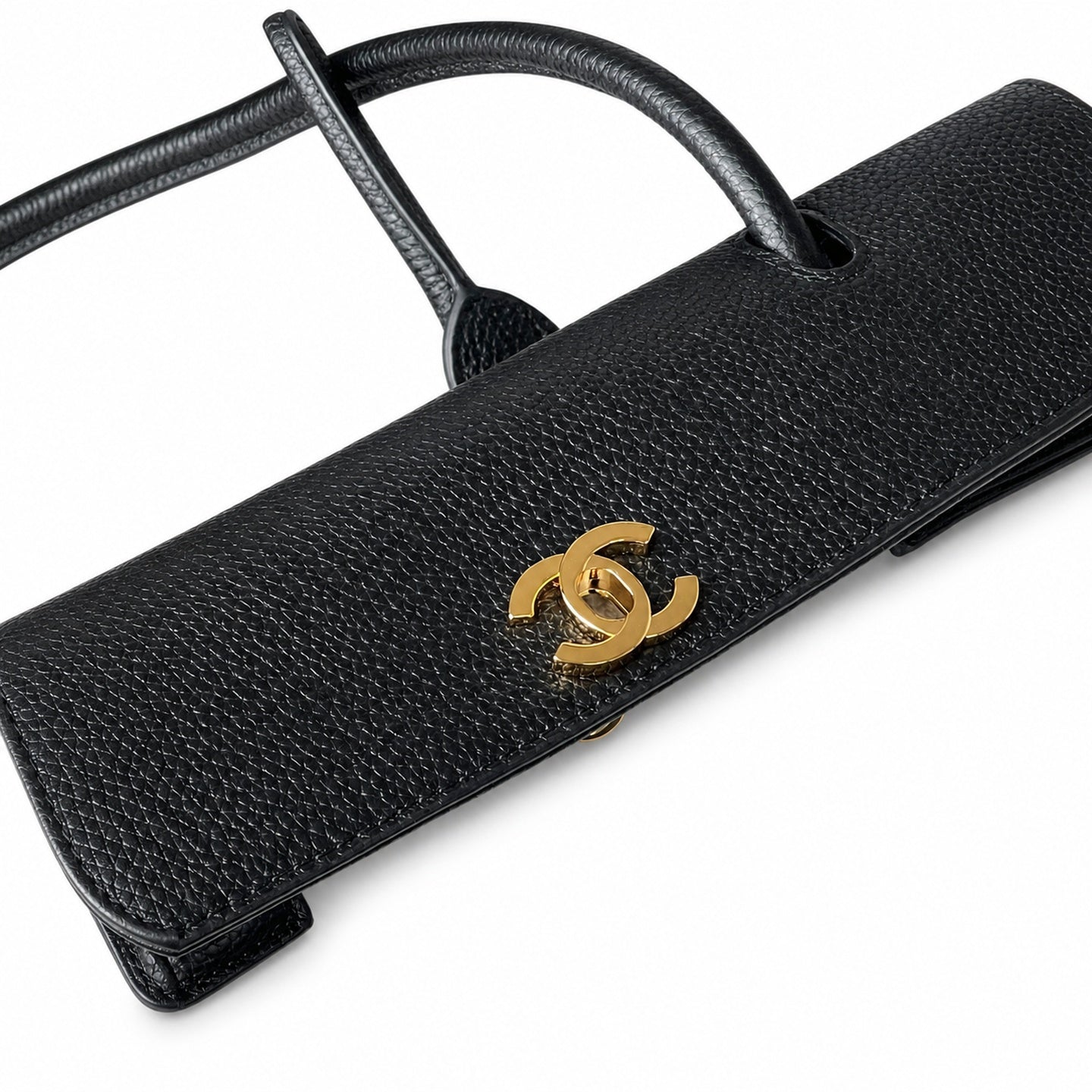 Chanel Large Wool Leather Black White Gold Tote Bag