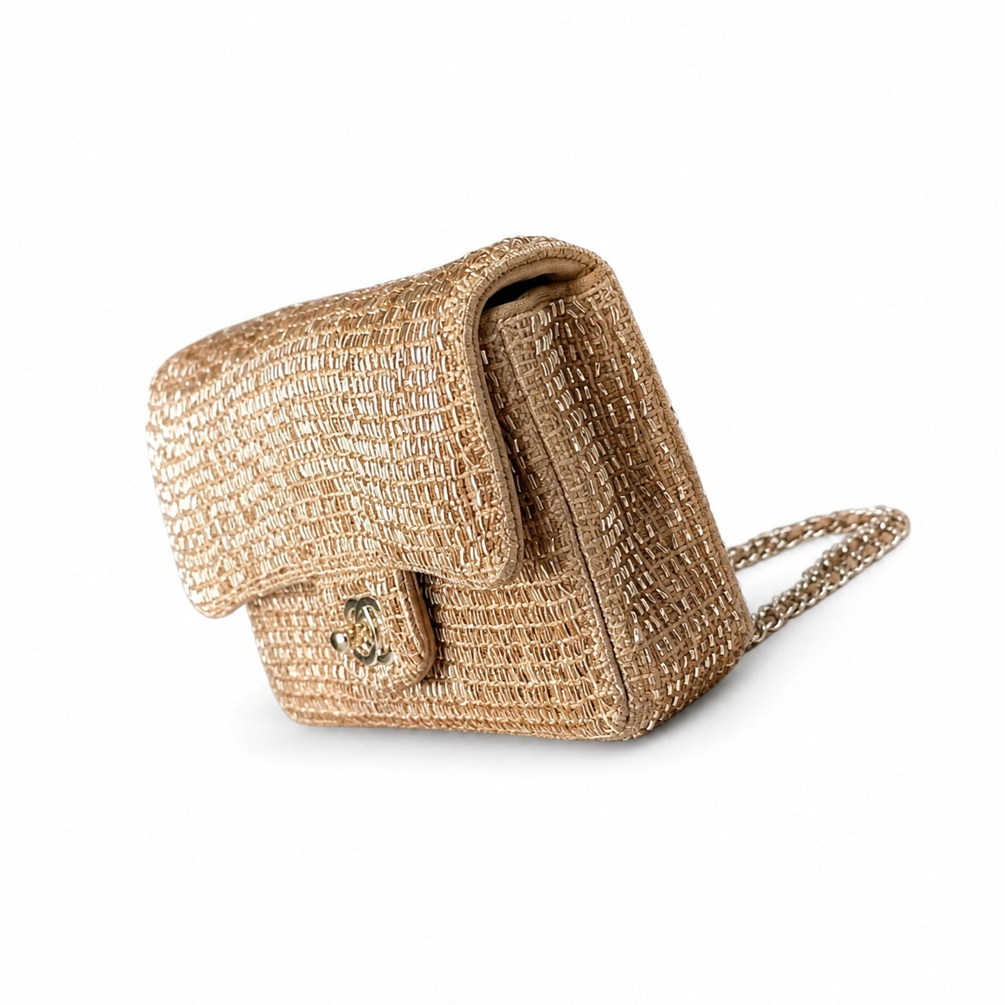 Chanel Mini Beige Gold Clutch