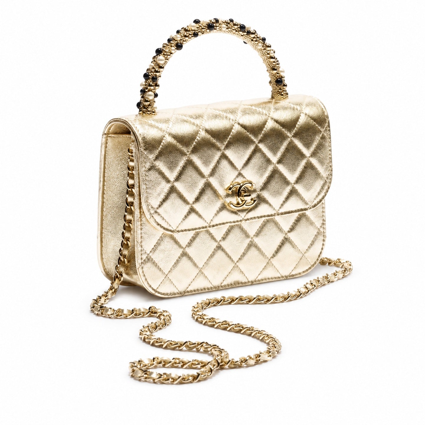 Chanel Mini Leather Black Gold Chain Bag