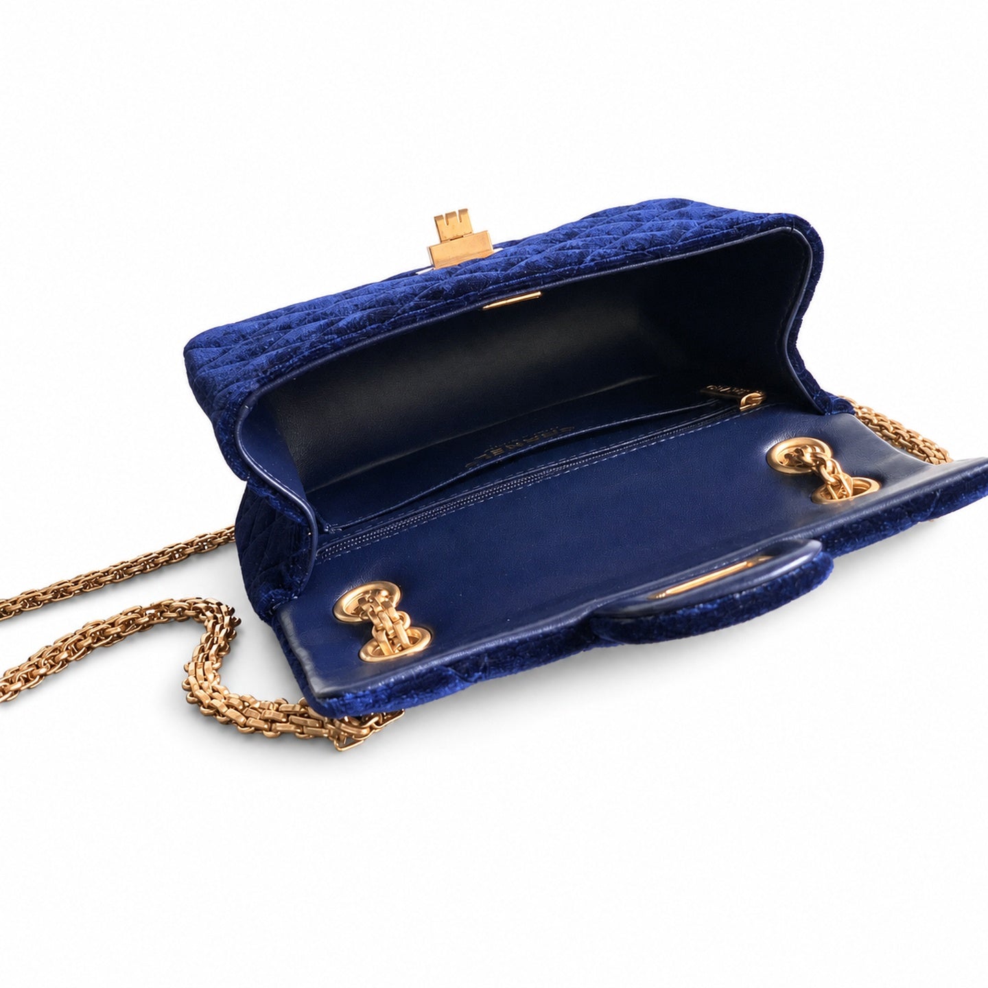 Chanel Mini Silk Velvet Tweed Leather Black Purple Gold Charm