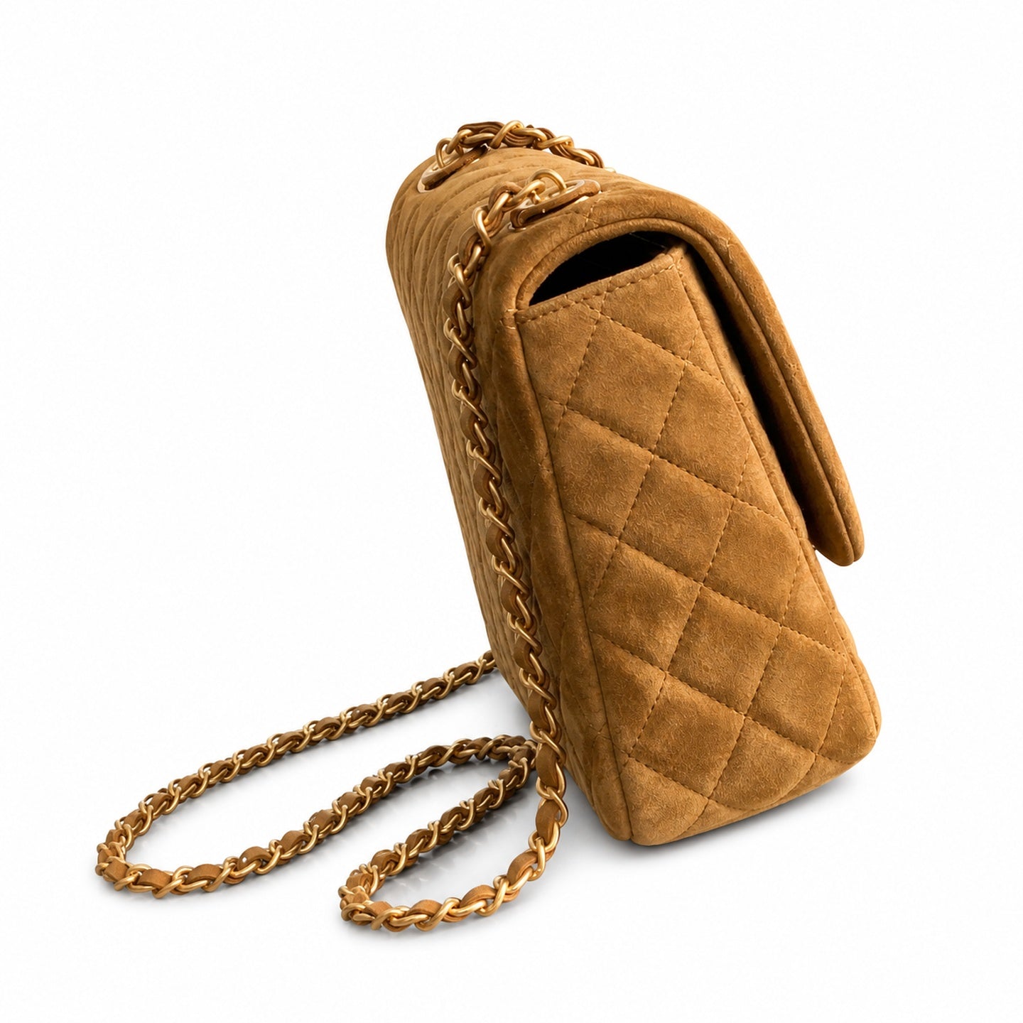 Chanel Suede Patent Leather Brown Handbag