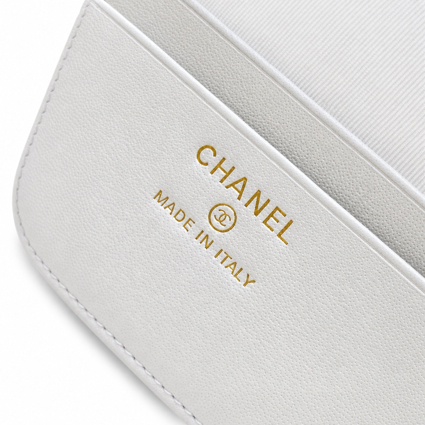 Chanel Small Leather White Gold Bag