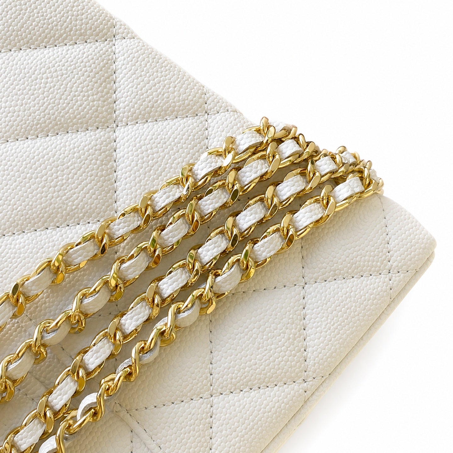 Chanel Small Leather White Gold Bag