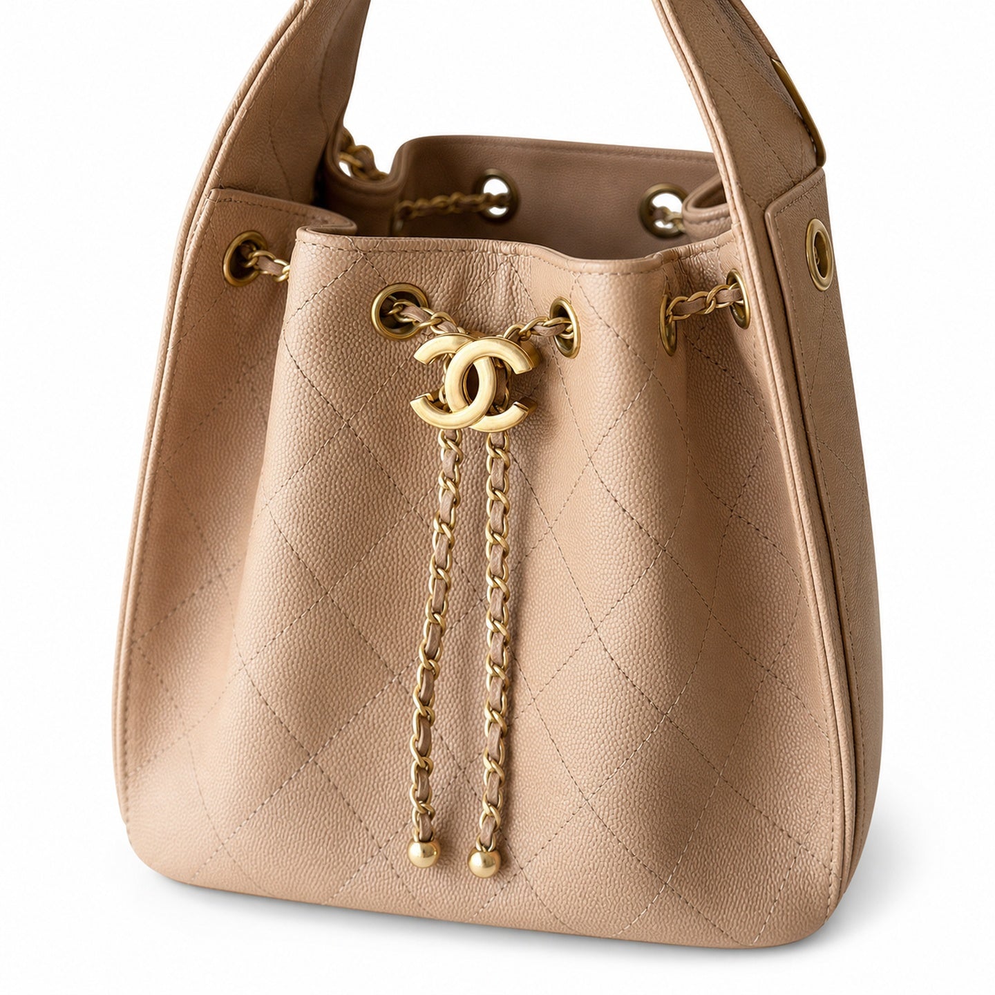 Chanel Small Leather Gold Shopping Bag
