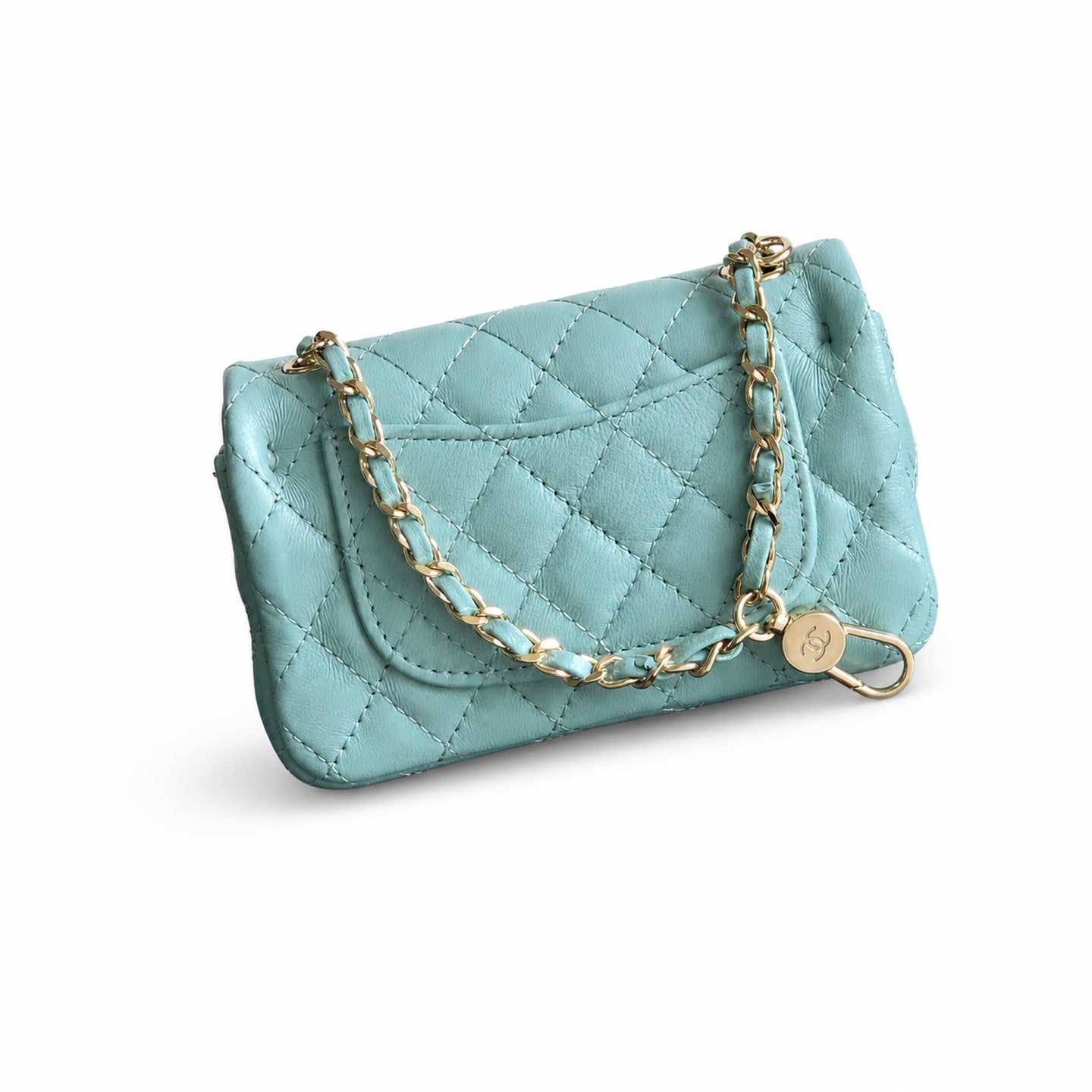 Chanel Mini Leather White Red Blue Pink Gold Charm