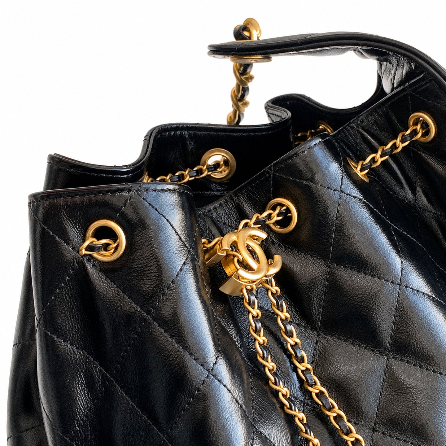Chanel Large Leather Black Gold Bag